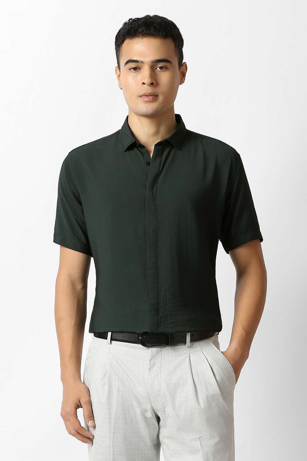 Solid-Rayon-Slim-Fit-Men-s-Casual-Shirt