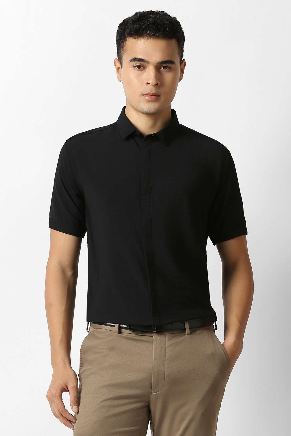 Solid-Rayon-Slim-Fit-Men-s-Casual-Shirt