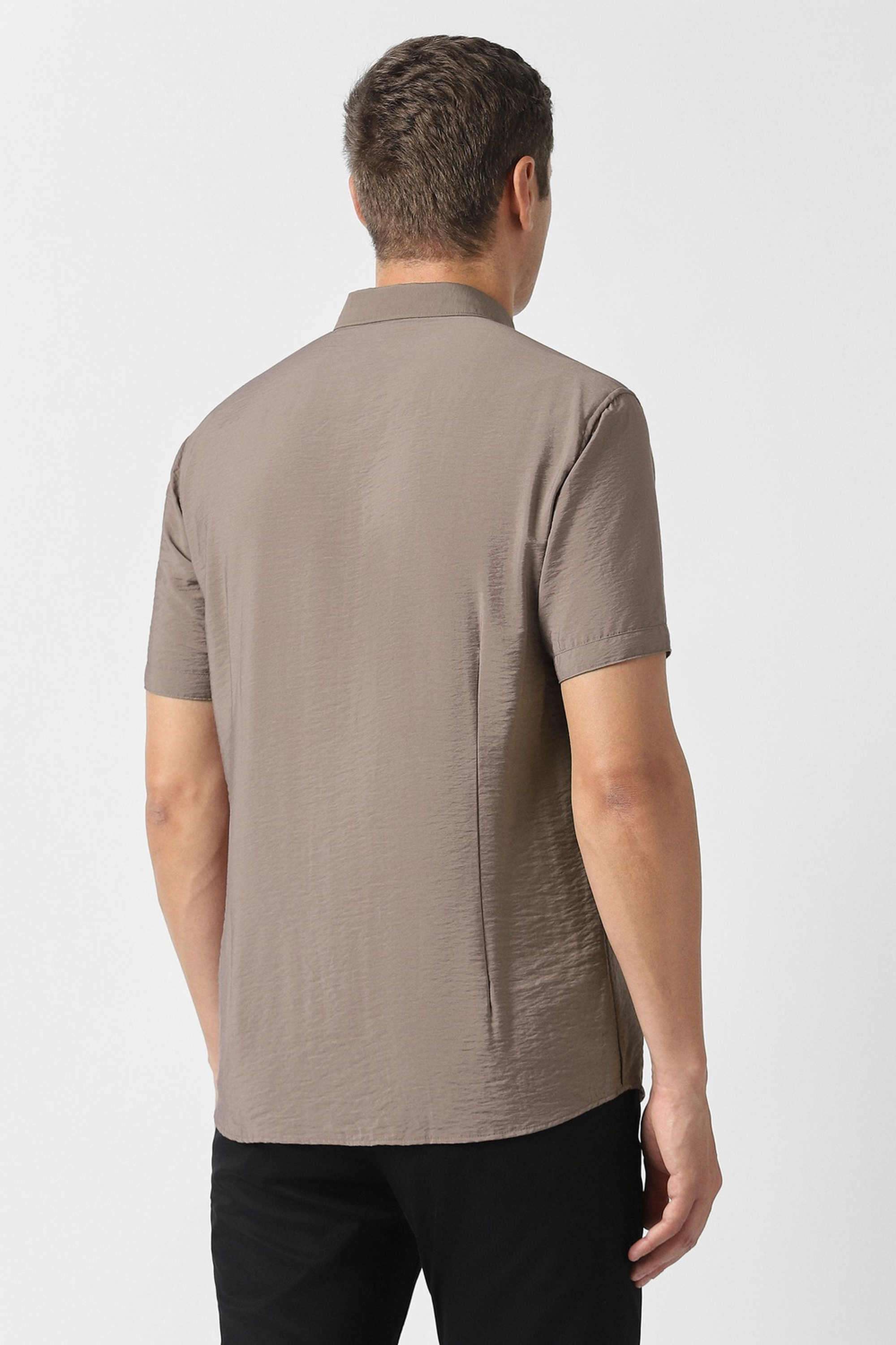 Solid-Blended-Fabric-Slim-Fit-Men-Casual-Wear-Shirt