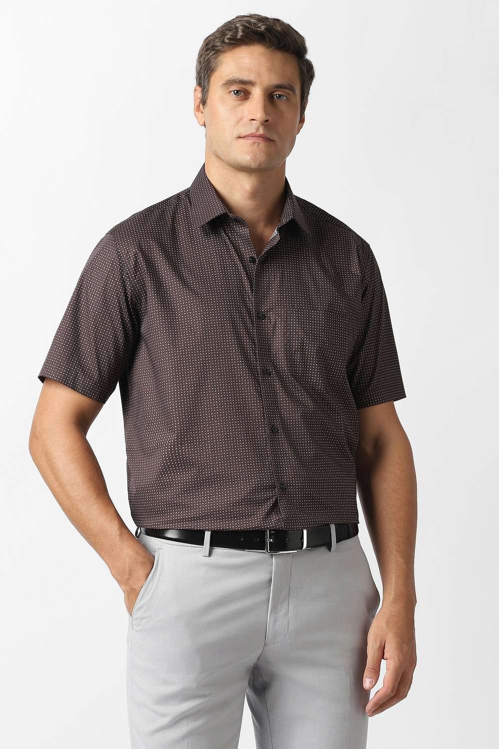 Polka-Dots-Cotton-Blend-Regular-Fit-Men-s-Formal-Shirt