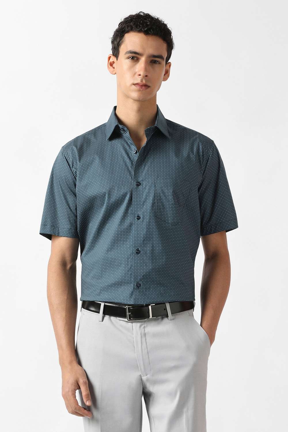 Printed-Cotton-Blend-Regular-Fit-Men-s-Formal-Wear-Shirt