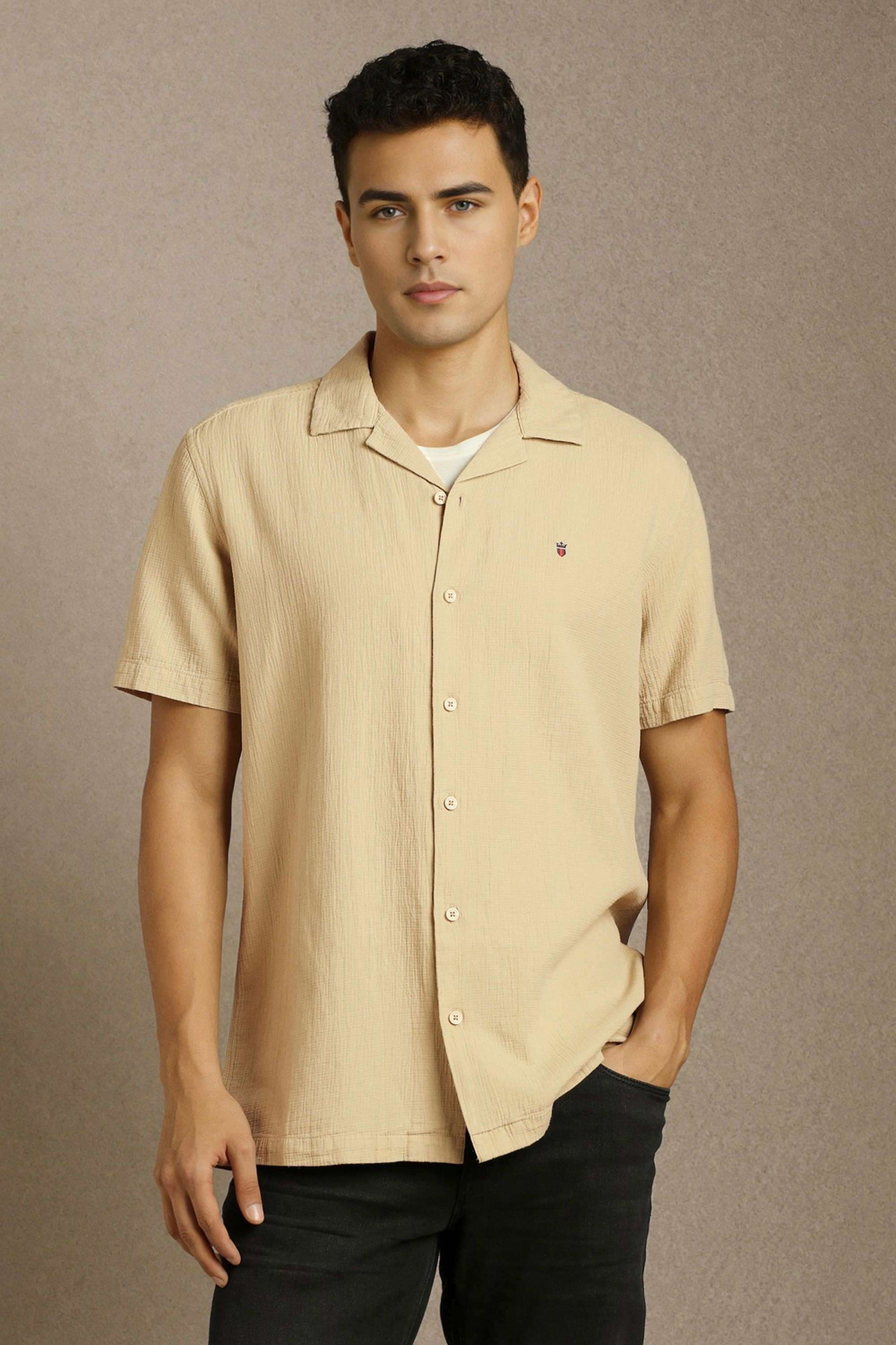 Solid-Cotton-Slim-Fit-Men-s-Casual-Shirt
