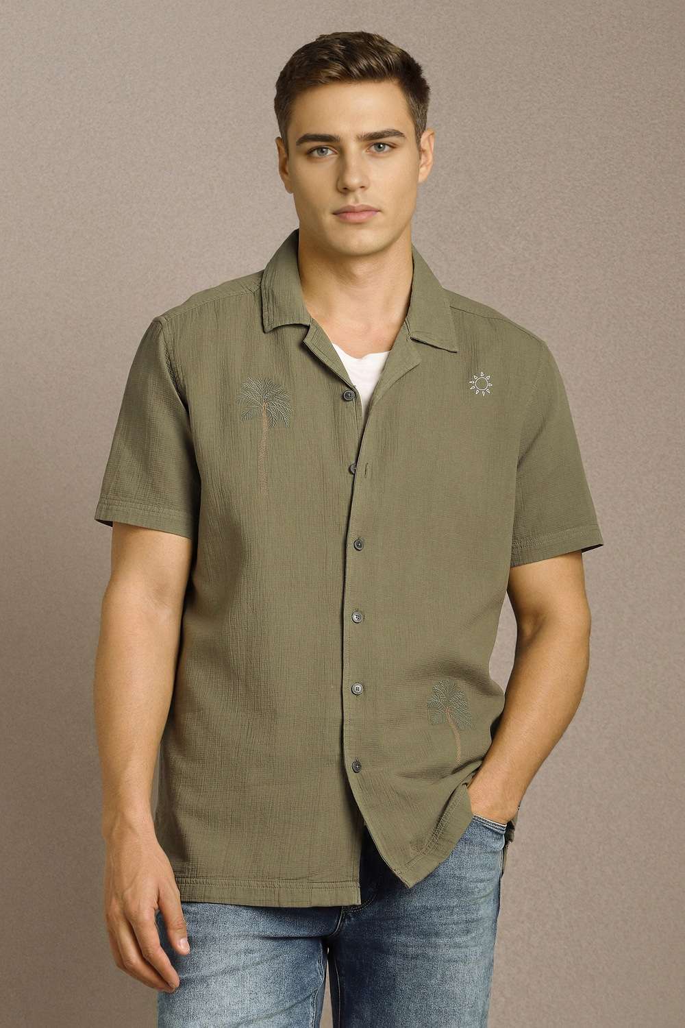 Solid-Cotton-Slim-Fit-Men-s-Casual-Shirt