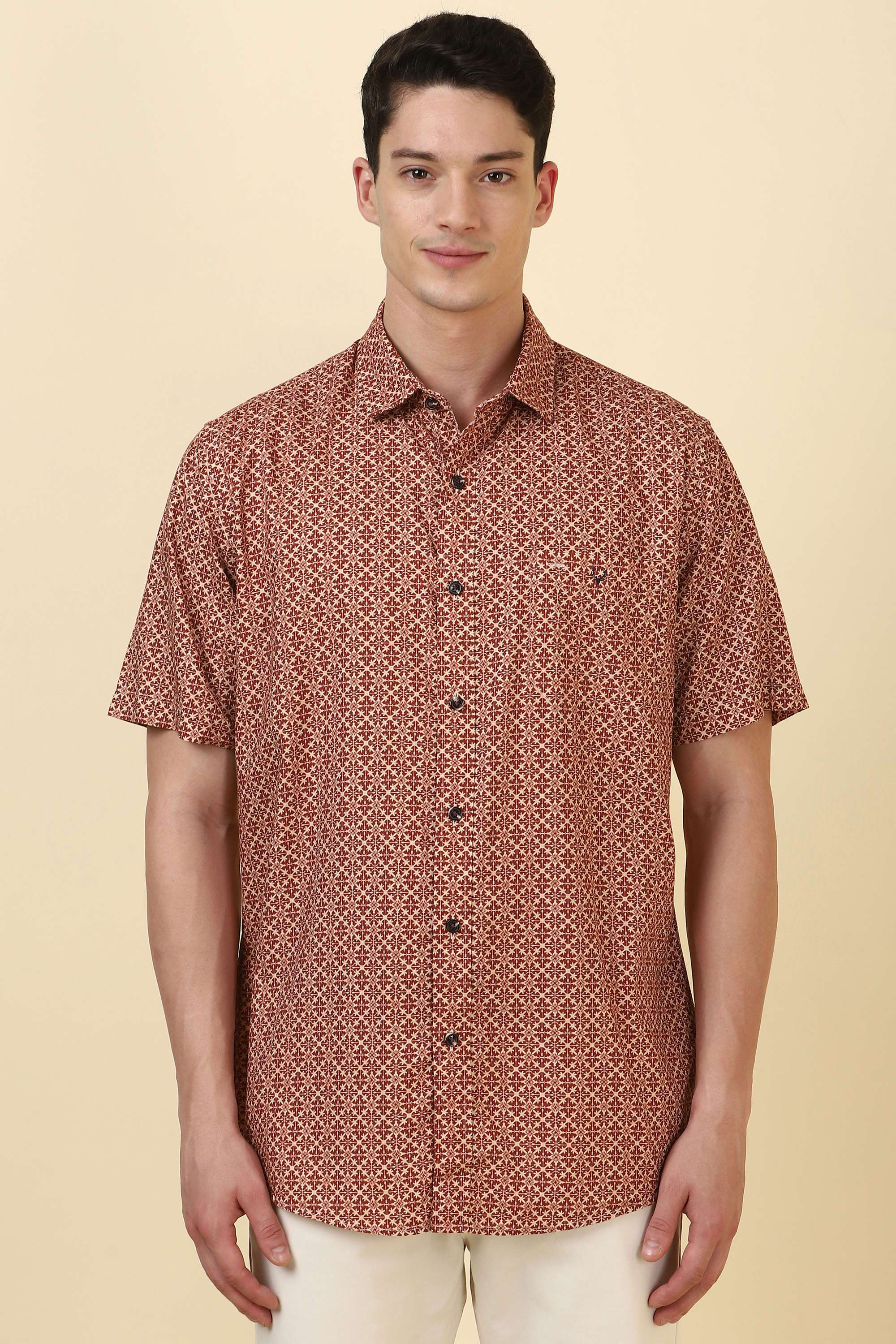 Printed-Cotton-Blend-Regular-Fit-Men-Formal-Wear-Shirt