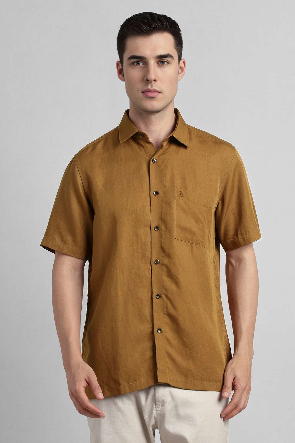 Solid-Lyocell-Regular-Fit-Men-s-Casual-Shirt