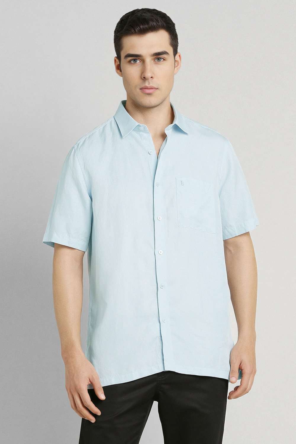 Solid-Lyocell-Regular-Fit-Men-s-Casual-Shirt