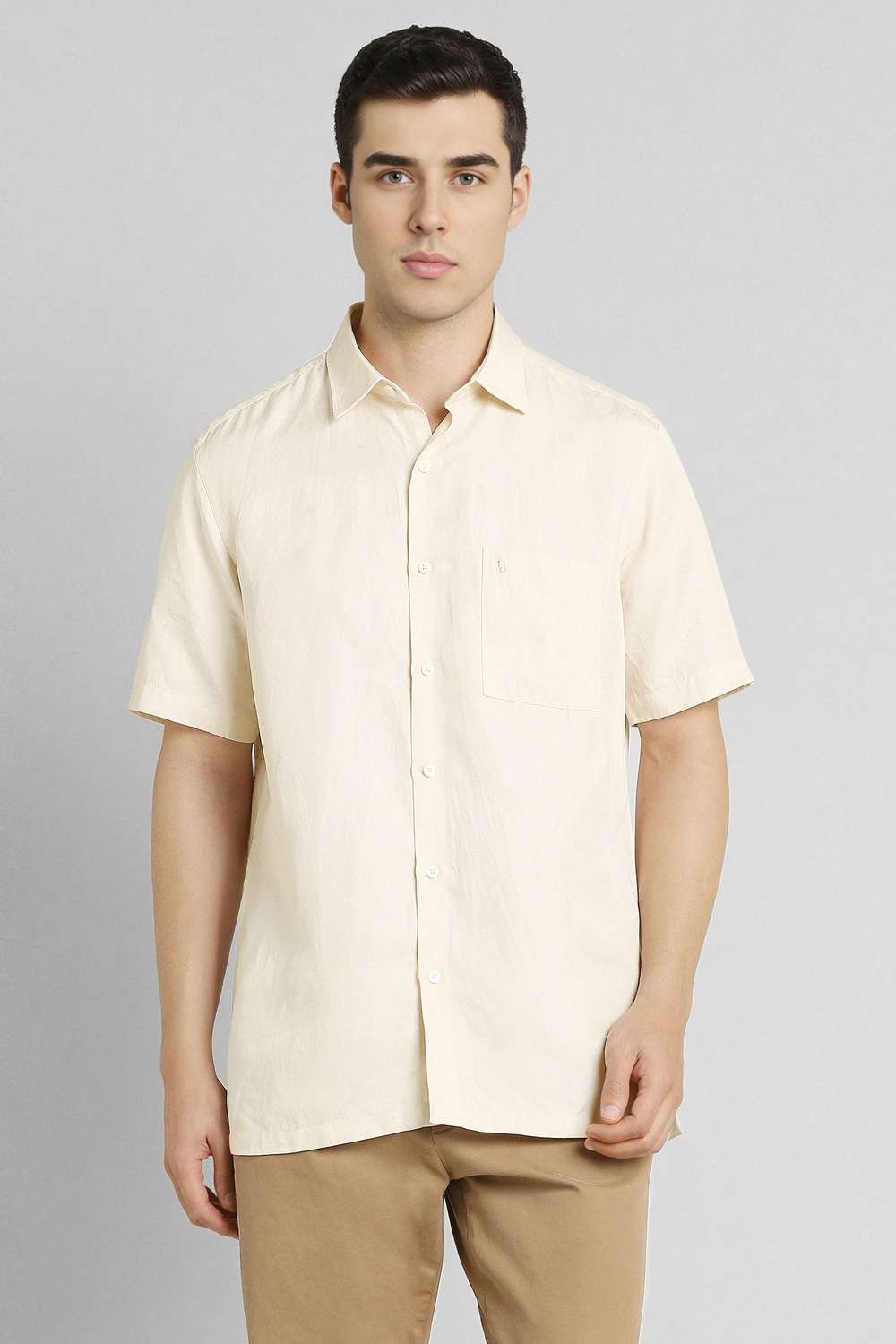 Solid-Lyocell-Regular-Fit-Men-s-Casual-Shirt