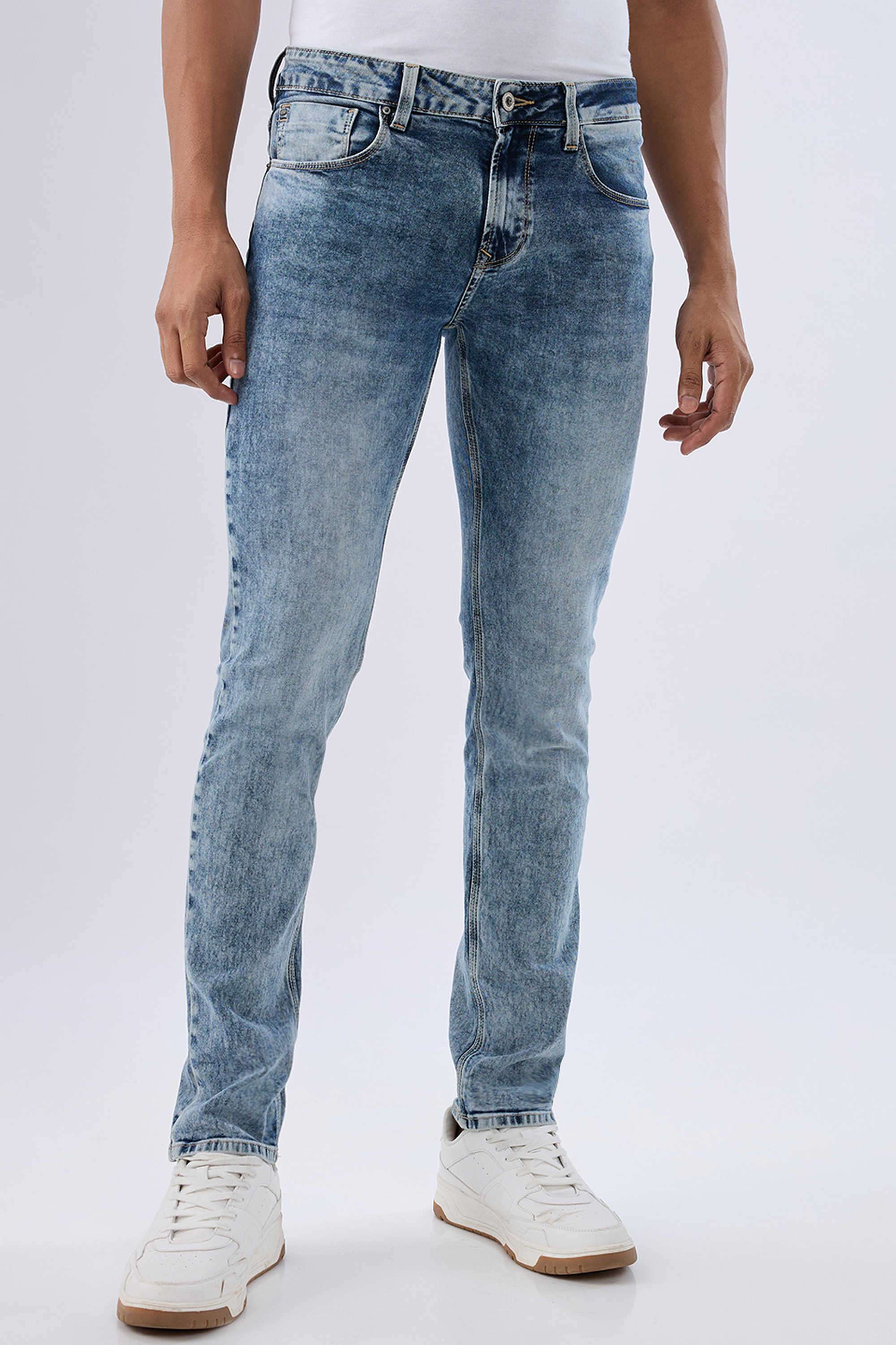 Light-Wash-Cotton-Skinny-Fit-Men-Jeans