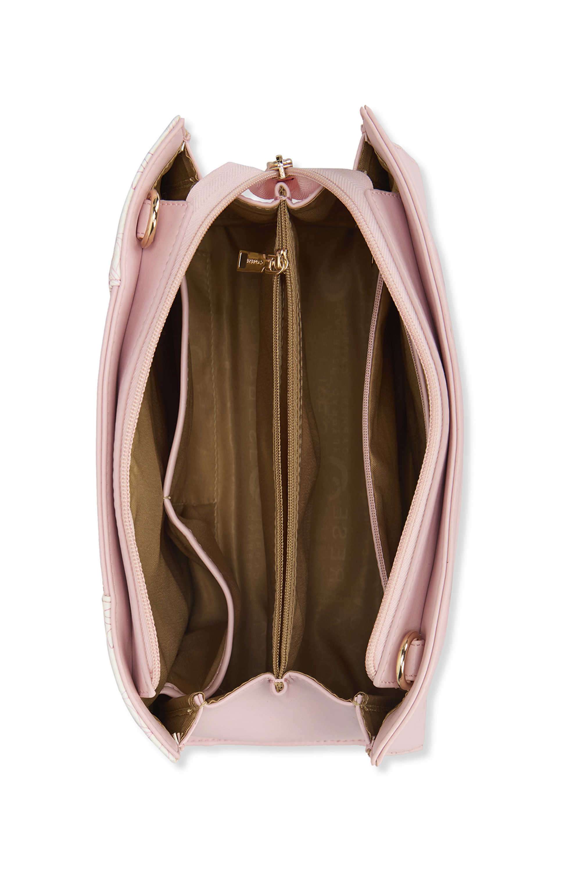 Buy Caprese Pink Zipper Faux Leather Women Casual Wear Satchel