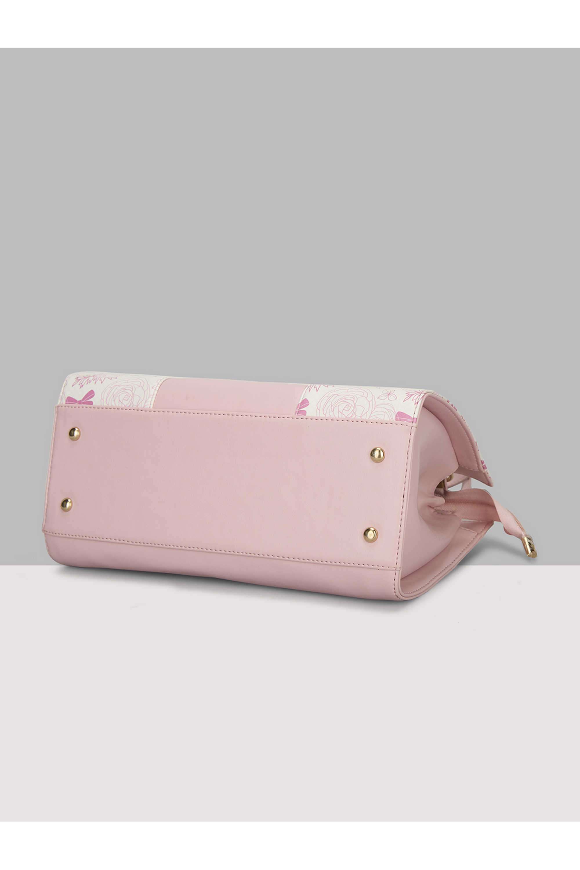 Buy Caprese Pink Zipper Faux Leather Women Casual Wear Satchel