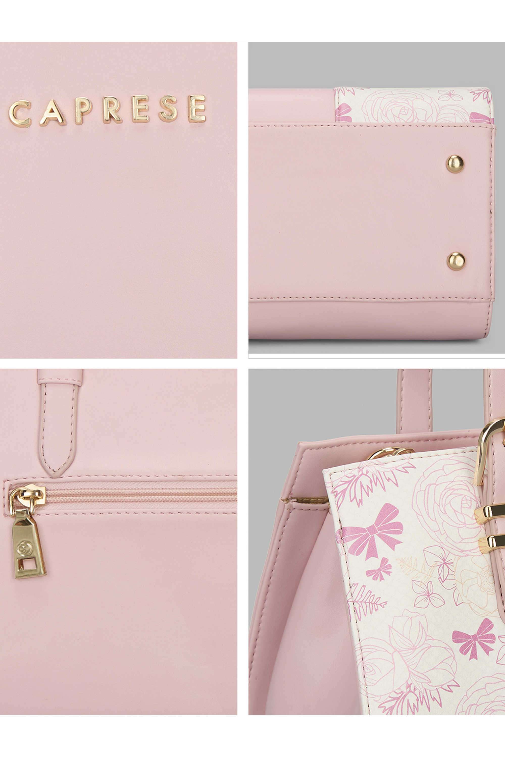 Buy Caprese Pink Zipper Faux Leather Women Casual Wear Satchel