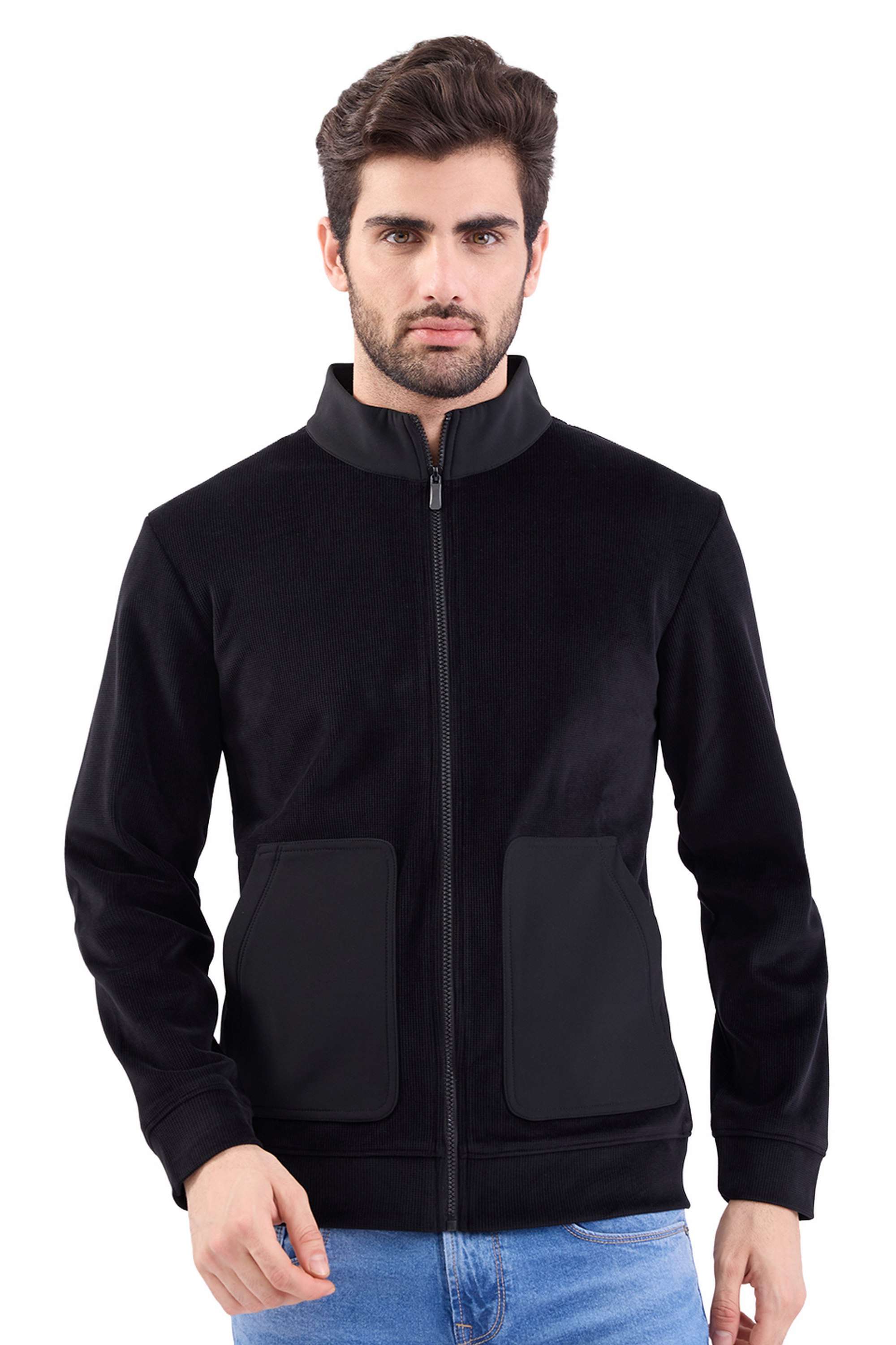 Solid-Polyester-Cotton-Round-Neck-Men-s-Sweatshirt