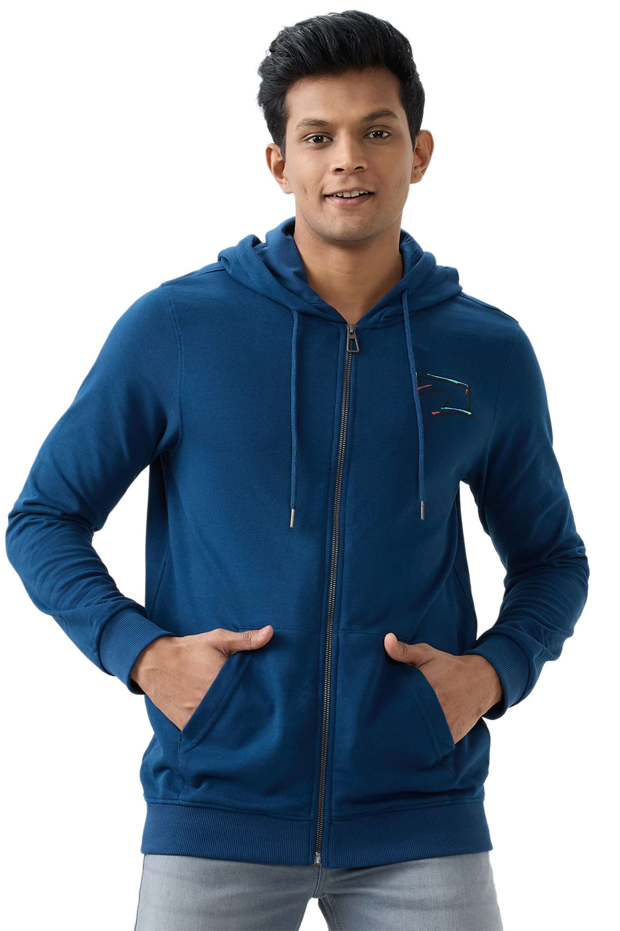 Solid-Polyester-Cotton-Hooded-Men-s-Sweatshirt