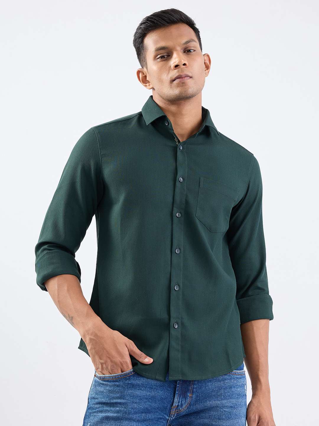 Solid-Blended-Fabric-Regular-Fit-Men-s-Casual-Shirt