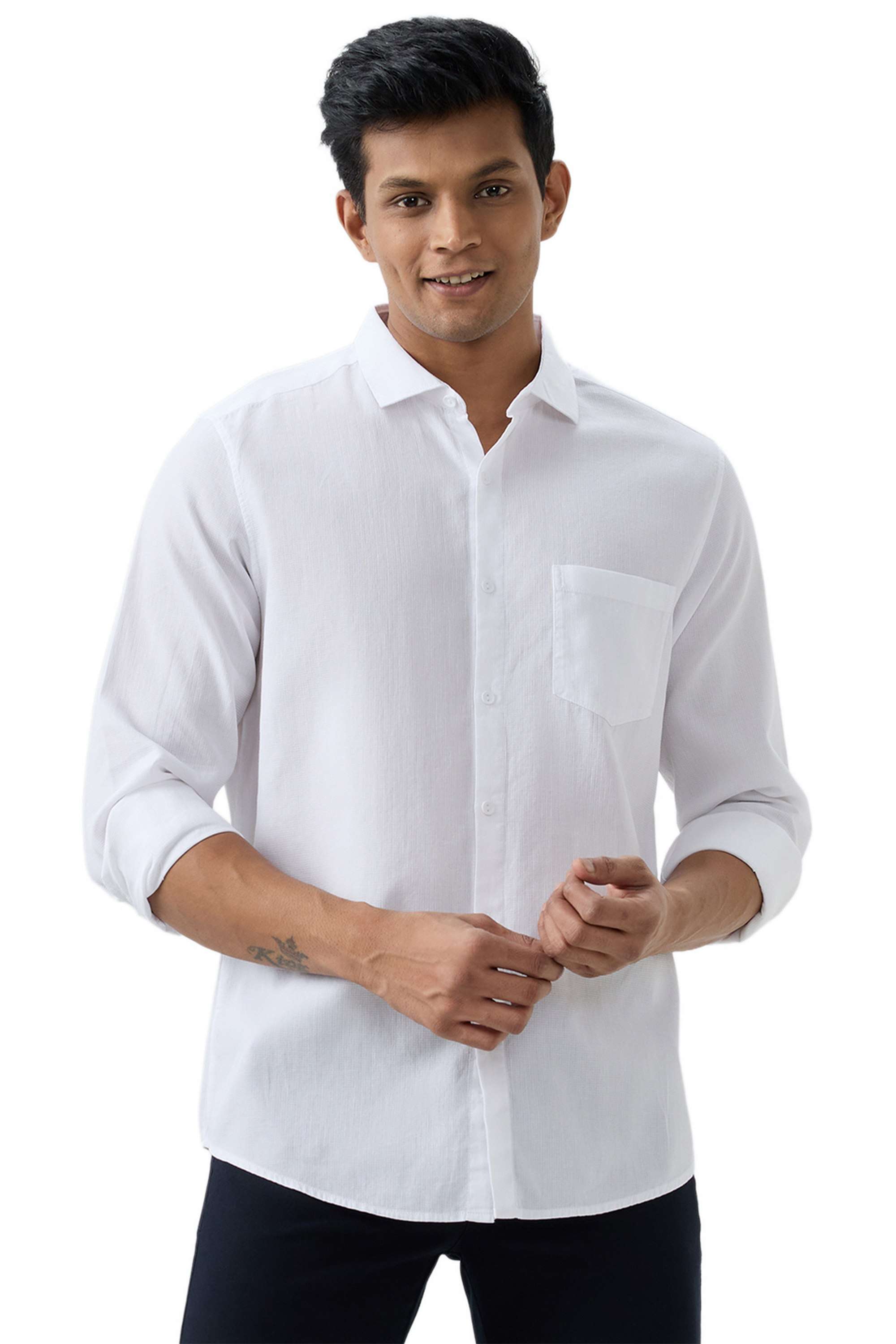 Solid-Polyester-Viscose-Regular-Fit-Men-s-Casual-Shirt