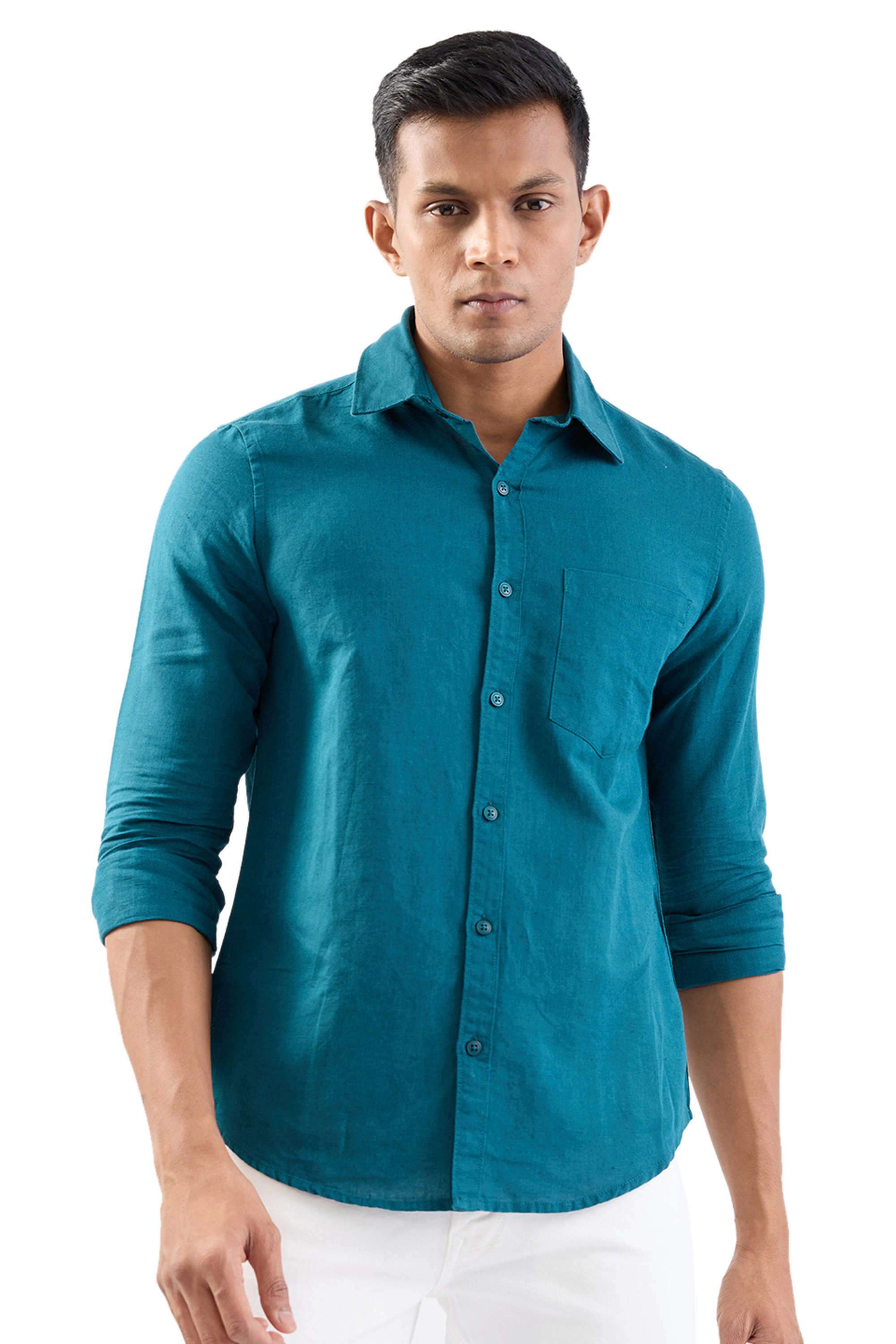 Solid-Cotton-Blend-Slim-Fit-Men-Shirt