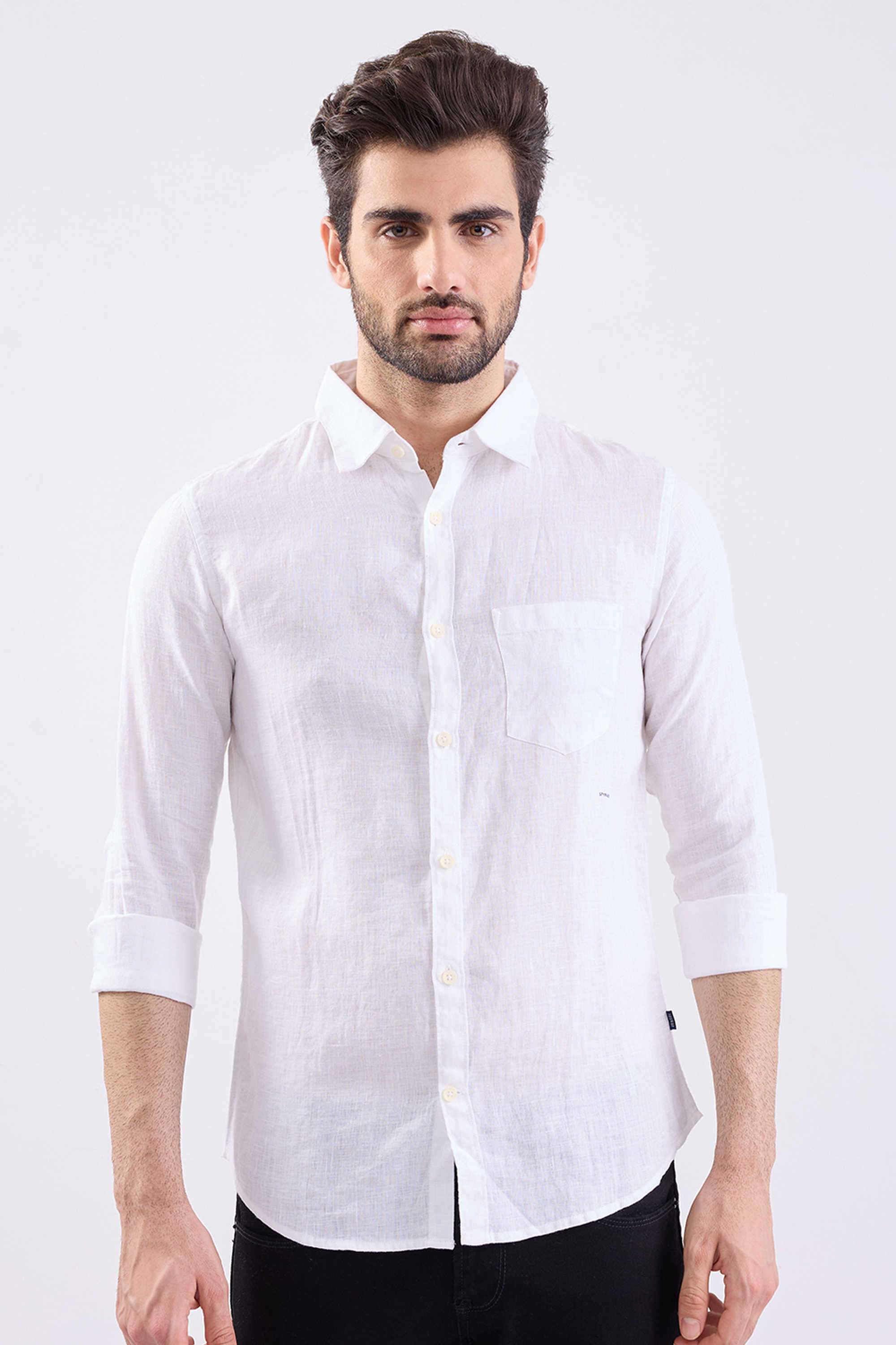 Solid-Cotton-Blend-Regular-Fit-Men-s-Casual-Shirt