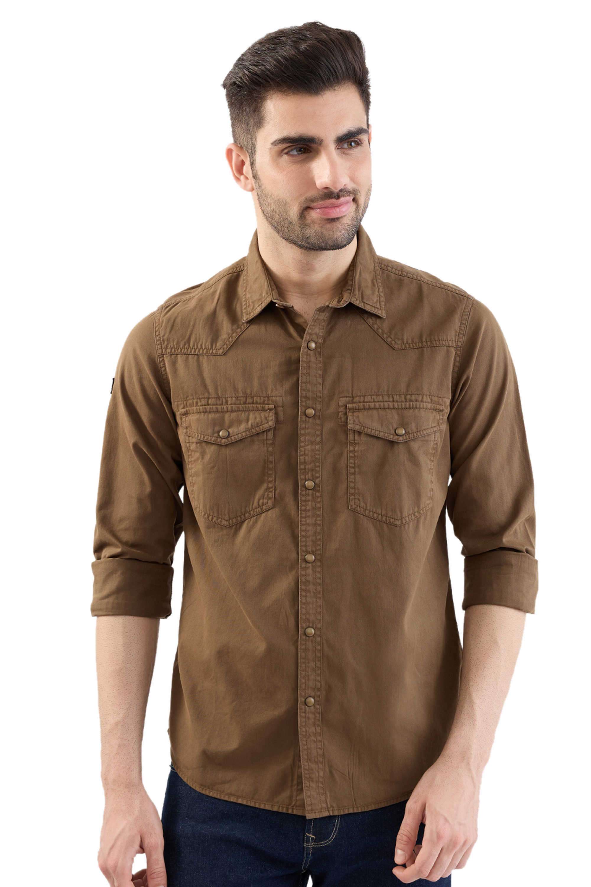 Solid-Cotton-Slim-Fit-Men-s-Casual-Shirt