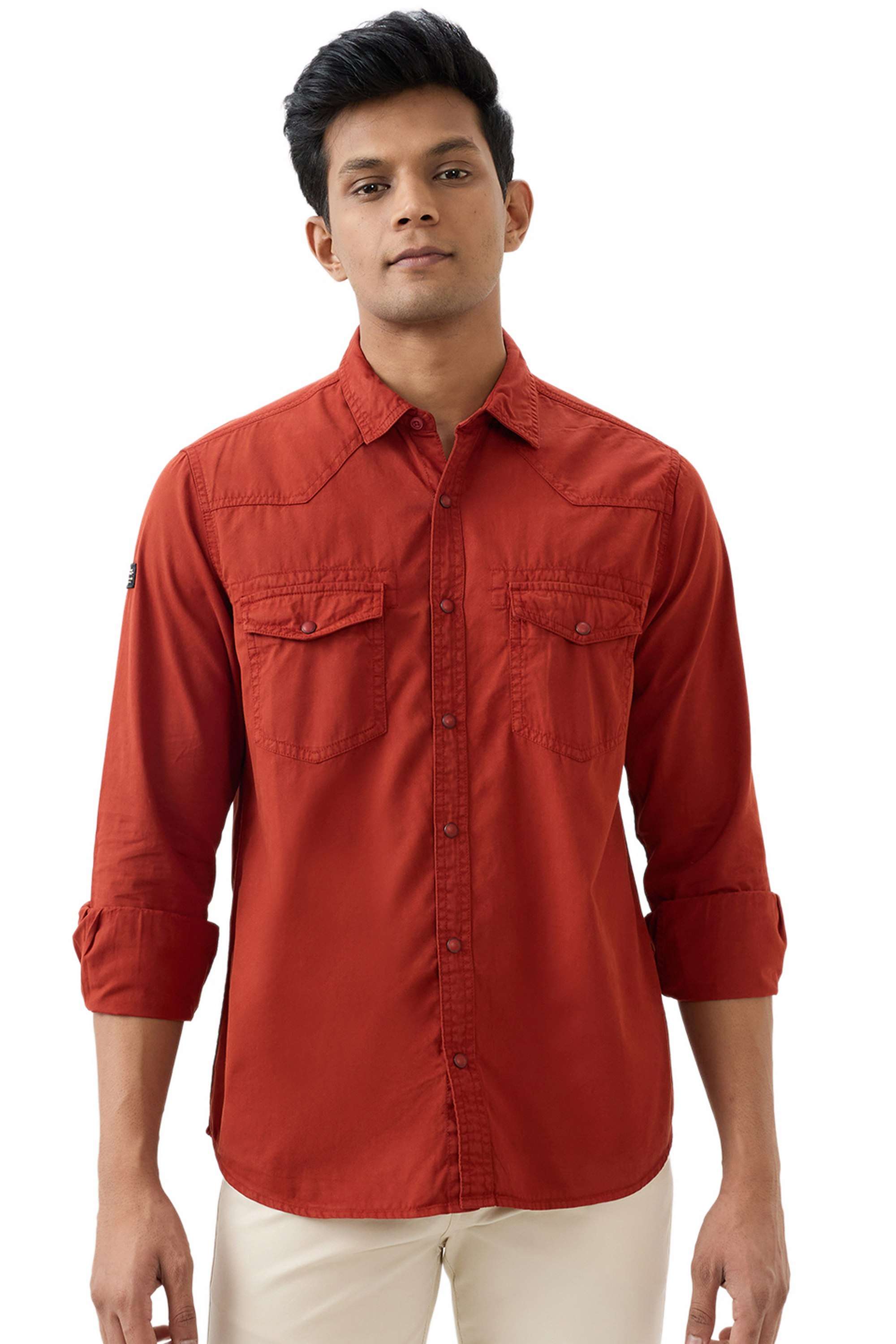 Solid-Cotton-Slim-Fit-Men-s-Casual-Shirt