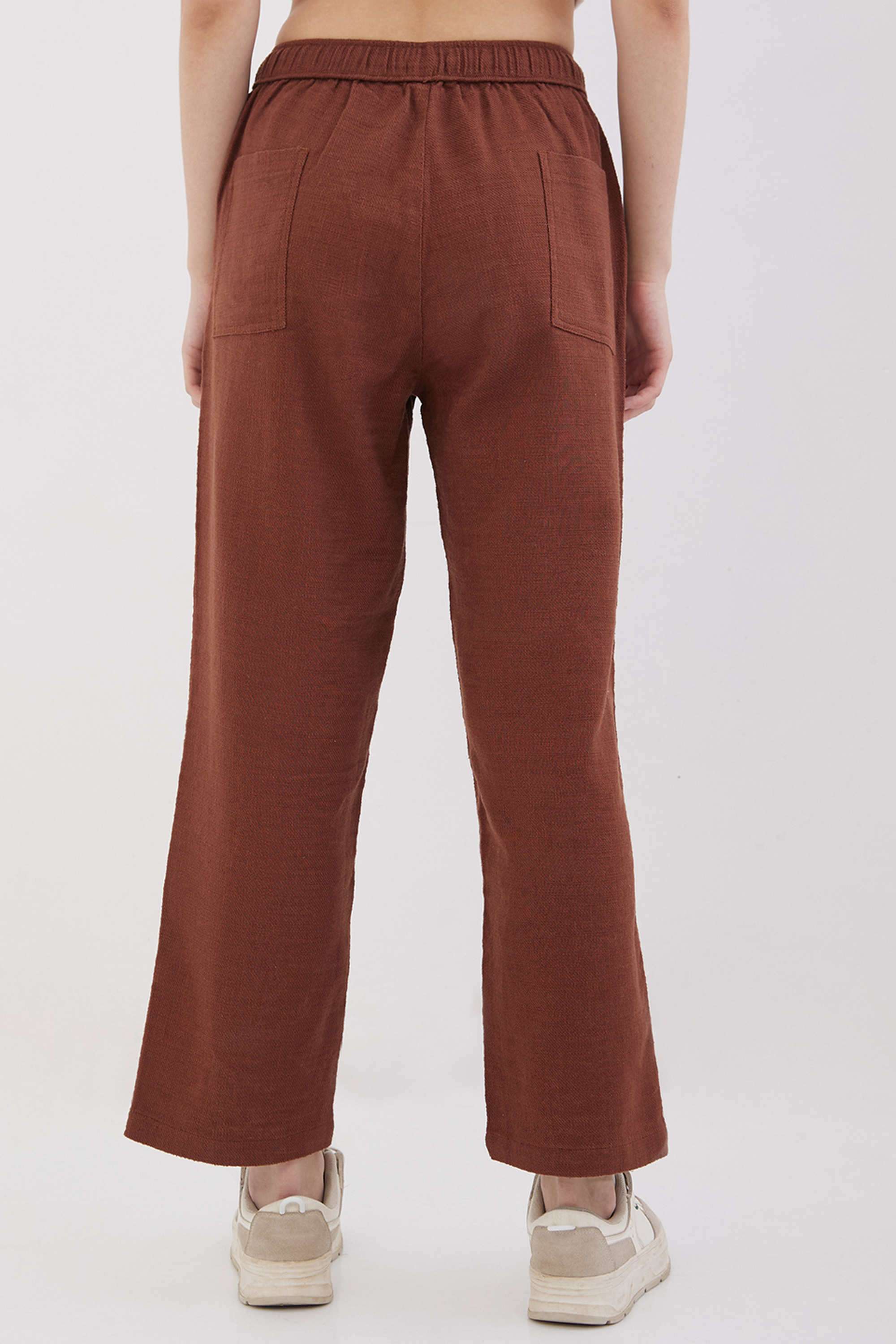 Solid-Relaxed-Fit-Blended-Fabric-Women-s-Casual-Wear-Trousers