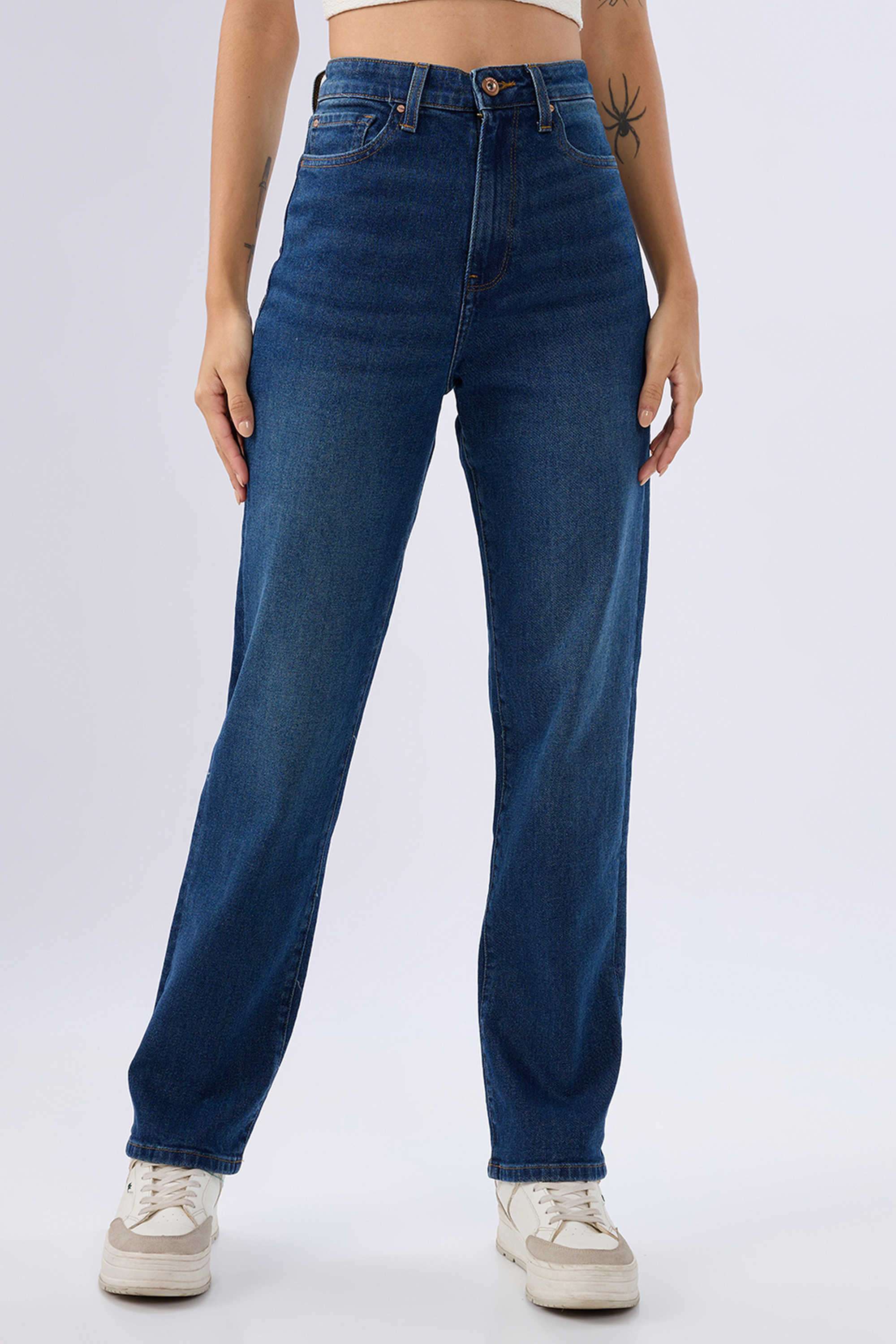 Mid-Rise-Blended-Fabric-Regular-Fit-Women-s-Jeans