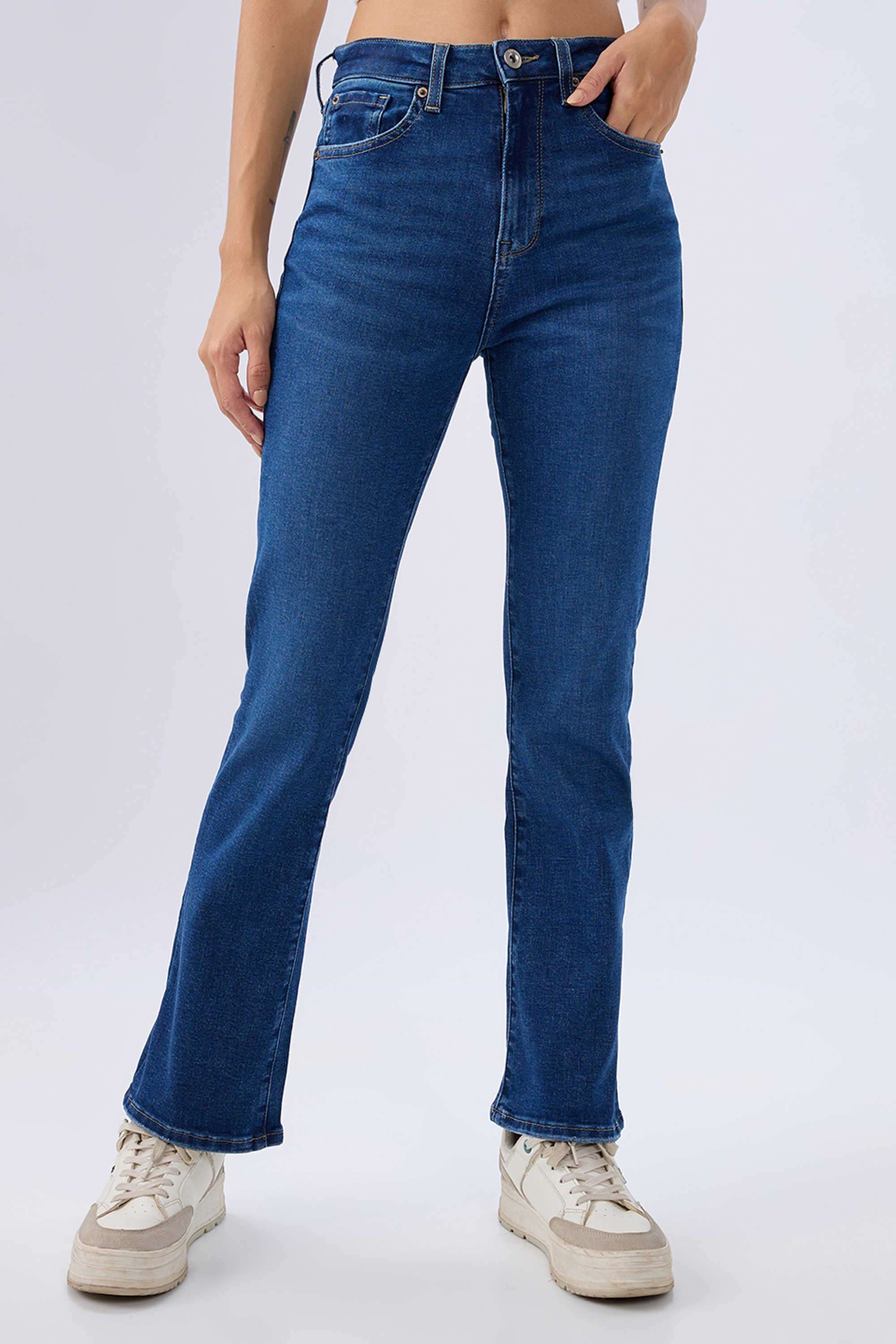 High-Rise-Blended-Fabric-Regular-Fit-Women-s-Jeans
