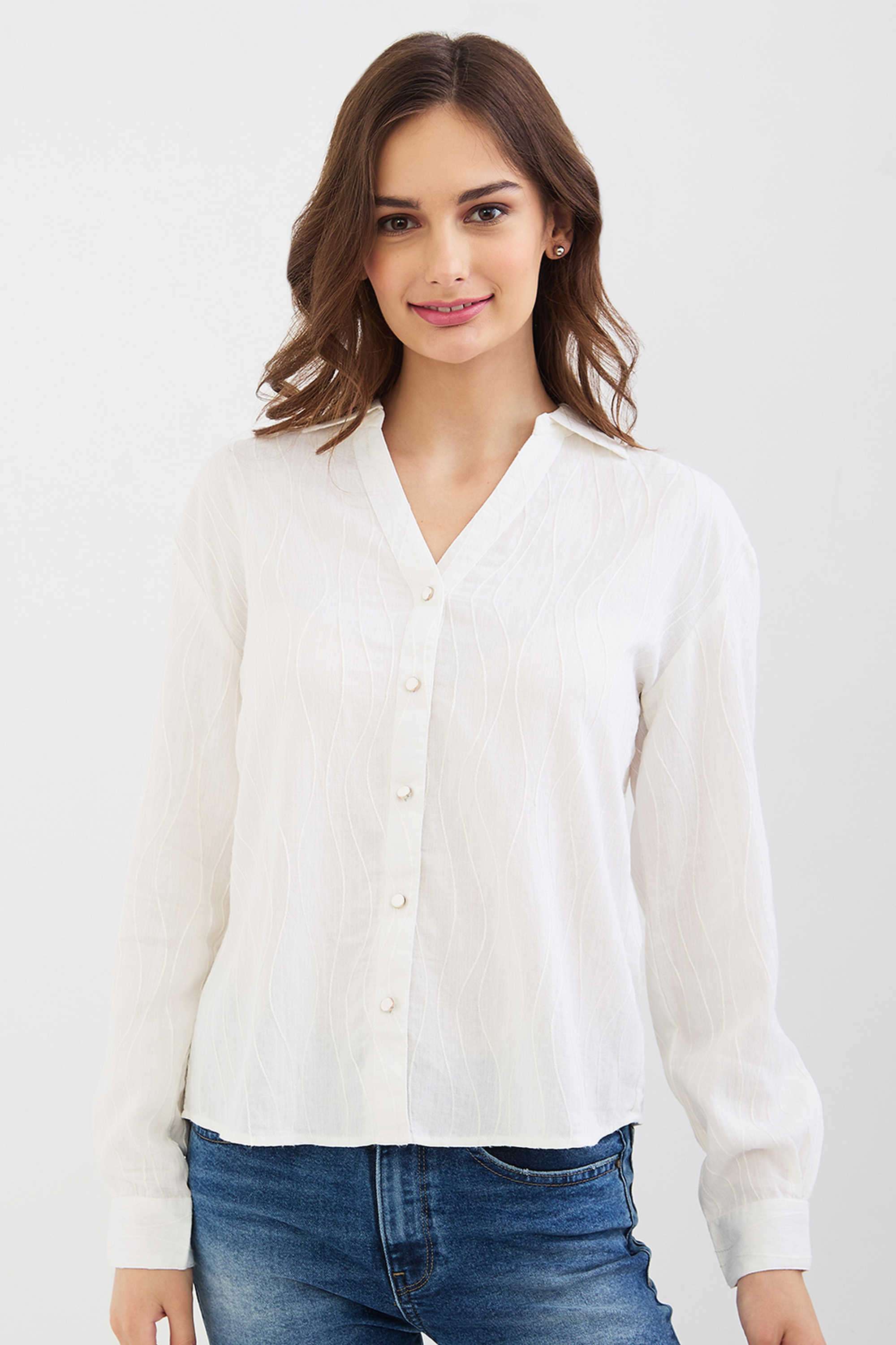 Solid-Blended-Fabric-Women-s-Casual-Wear-Shirt