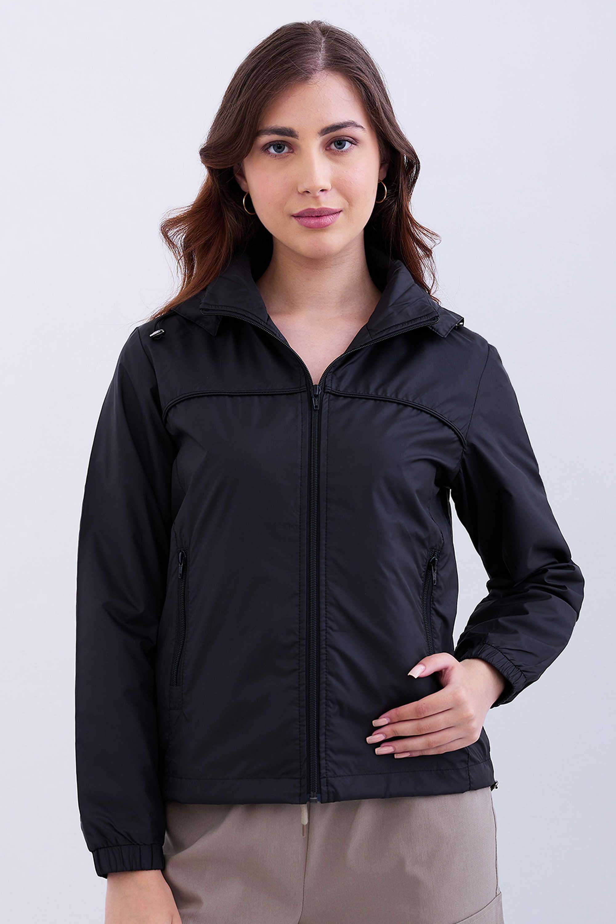 Solid-Nylon-Women-s-Casual-Wear-Jacket