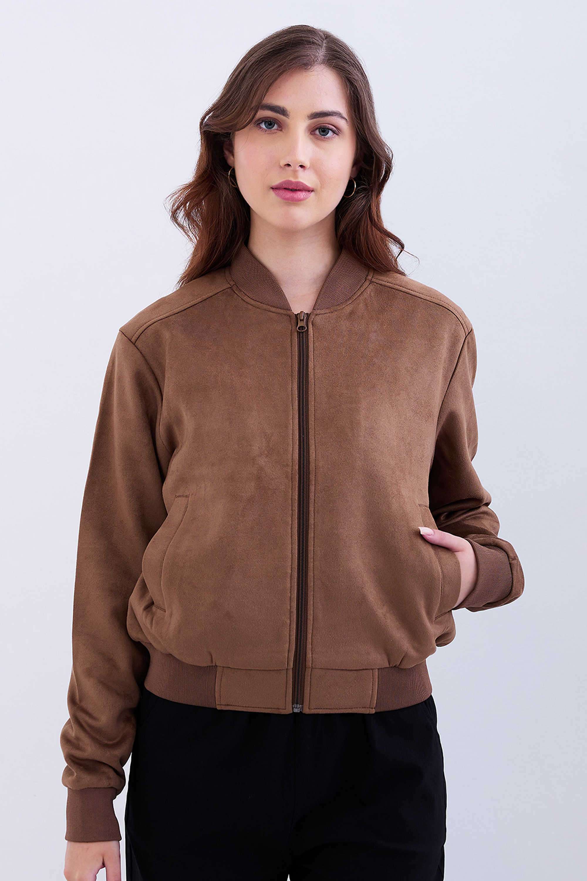 Solid-Blended-Fabric-Women-s-Casual-Wear-Jacket