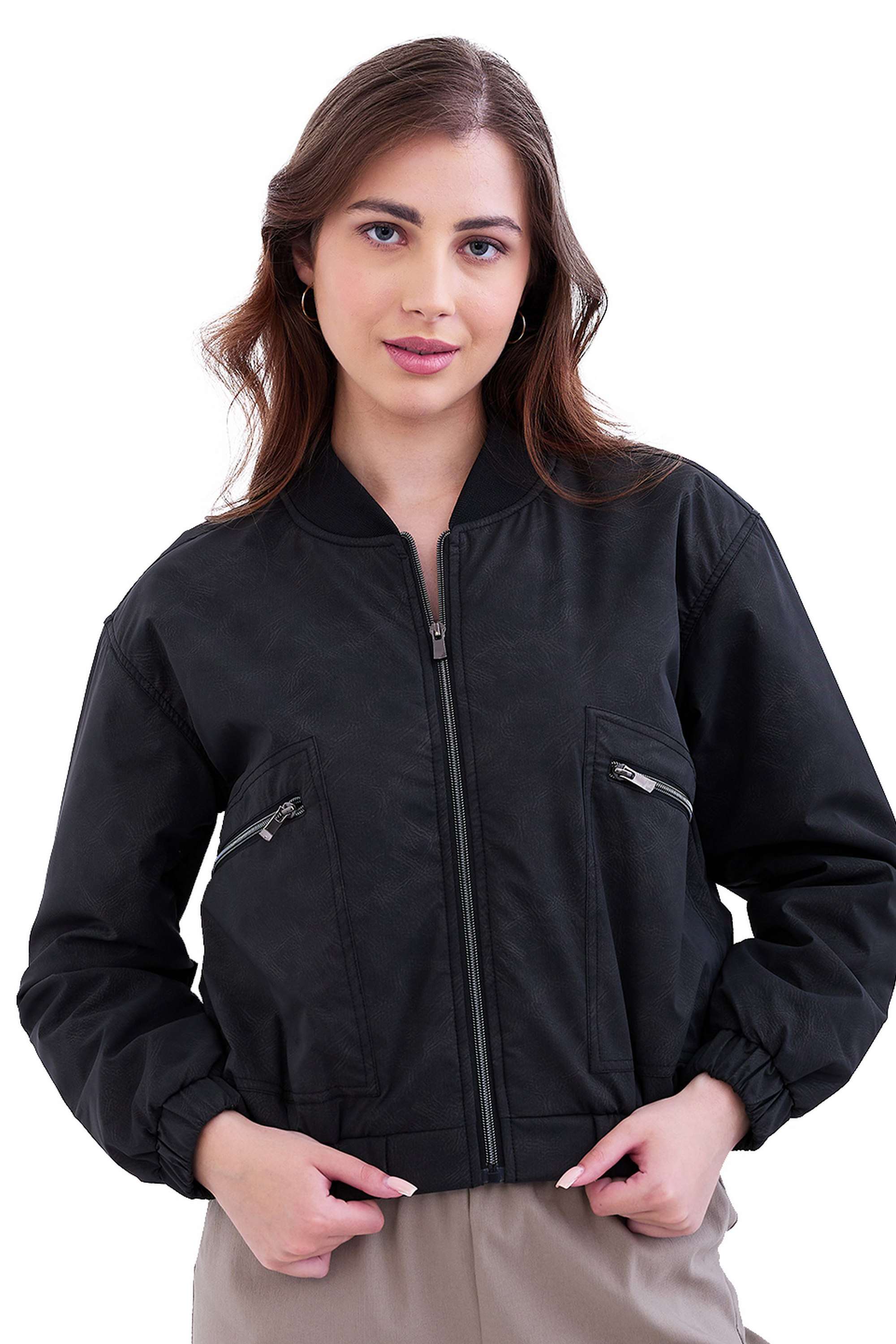 Solid-Blended-Fabric-Women-s-Casual-Wear-Jacket