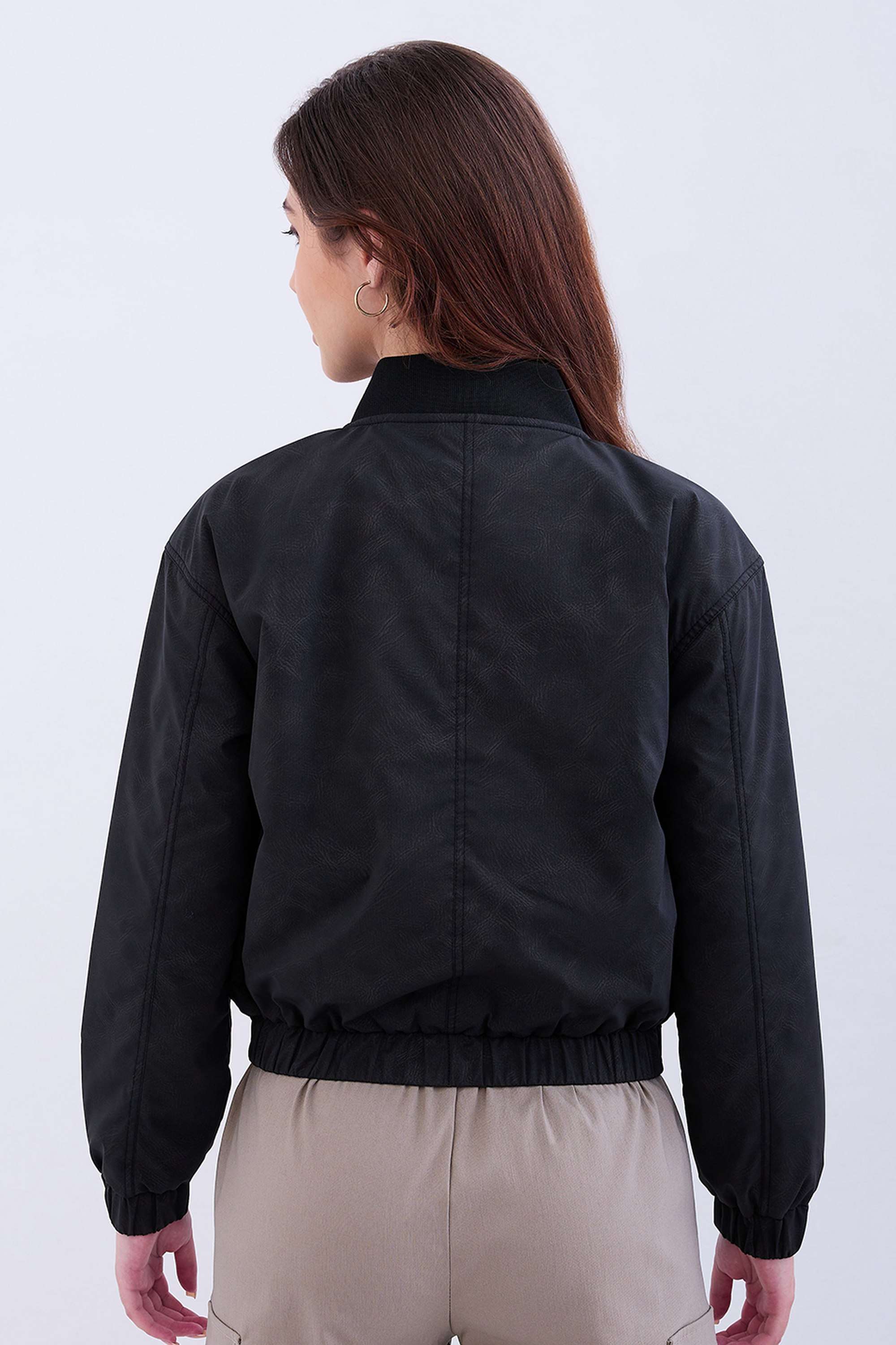 Solid-Blended-Fabric-Women-s-Casual-Wear-Jacket