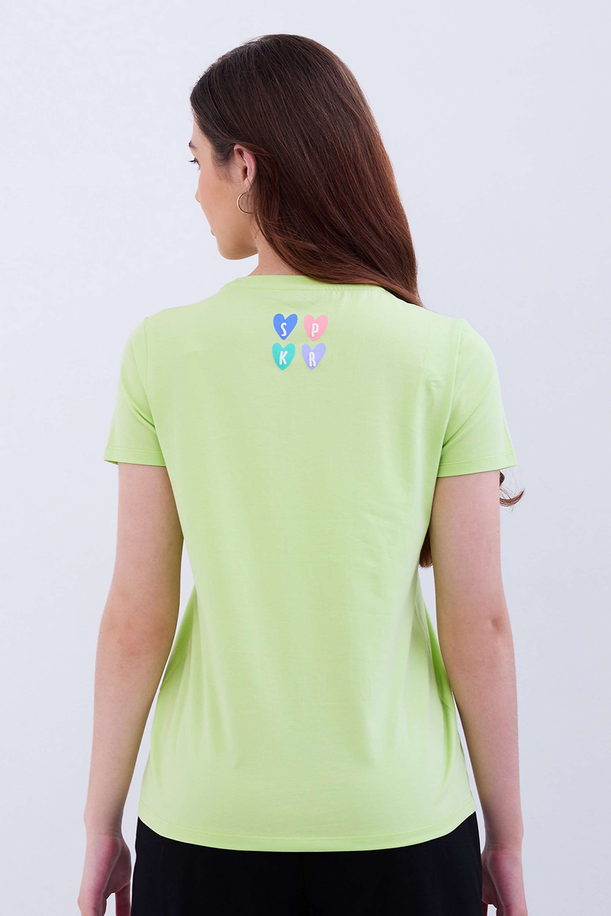 Graphic-Print-Blended-Fabric-Round-Neck-Women-s-T-Shirt