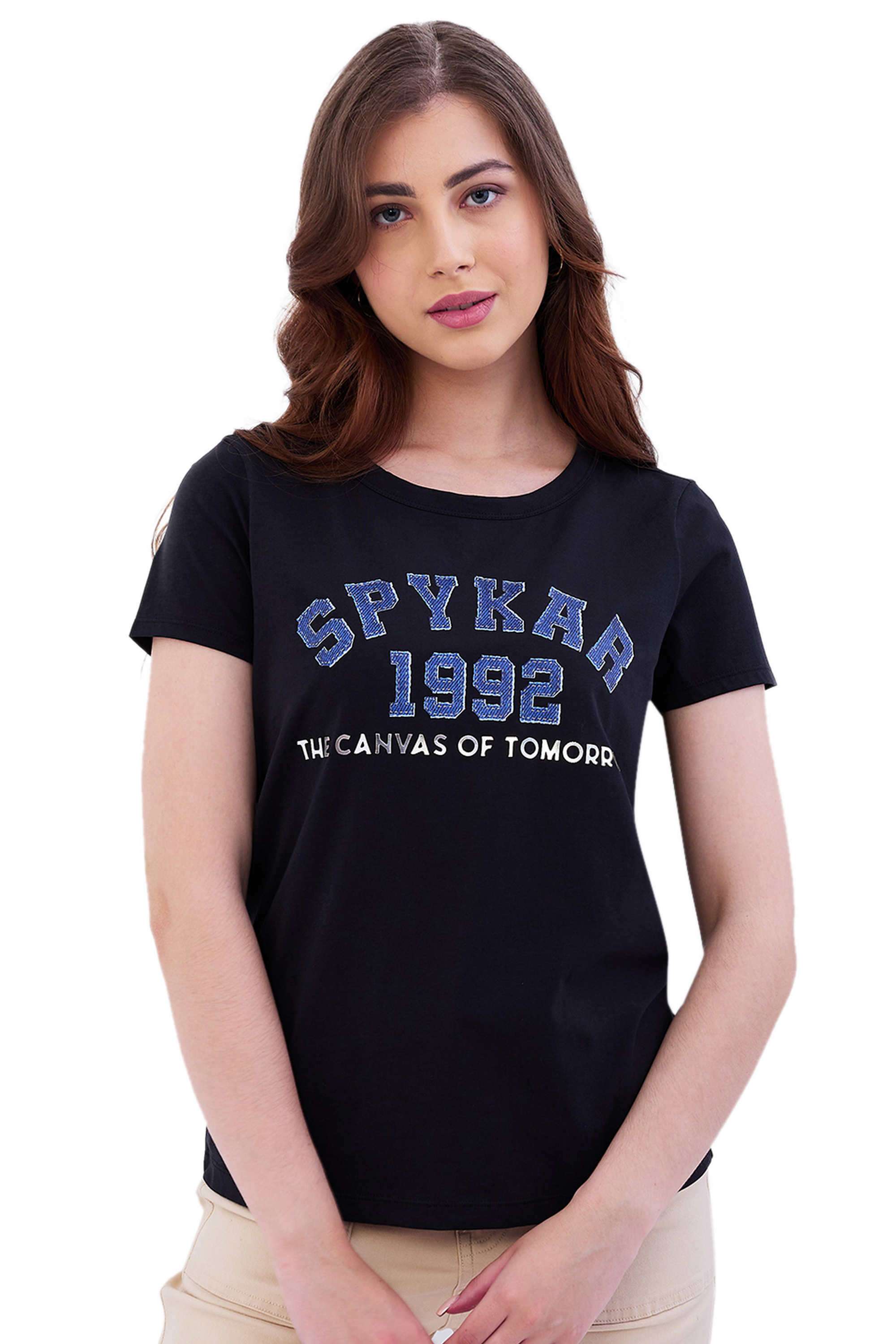 Typographic-Blended-Fabric-Round-Neck-Women-s-T-Shirt