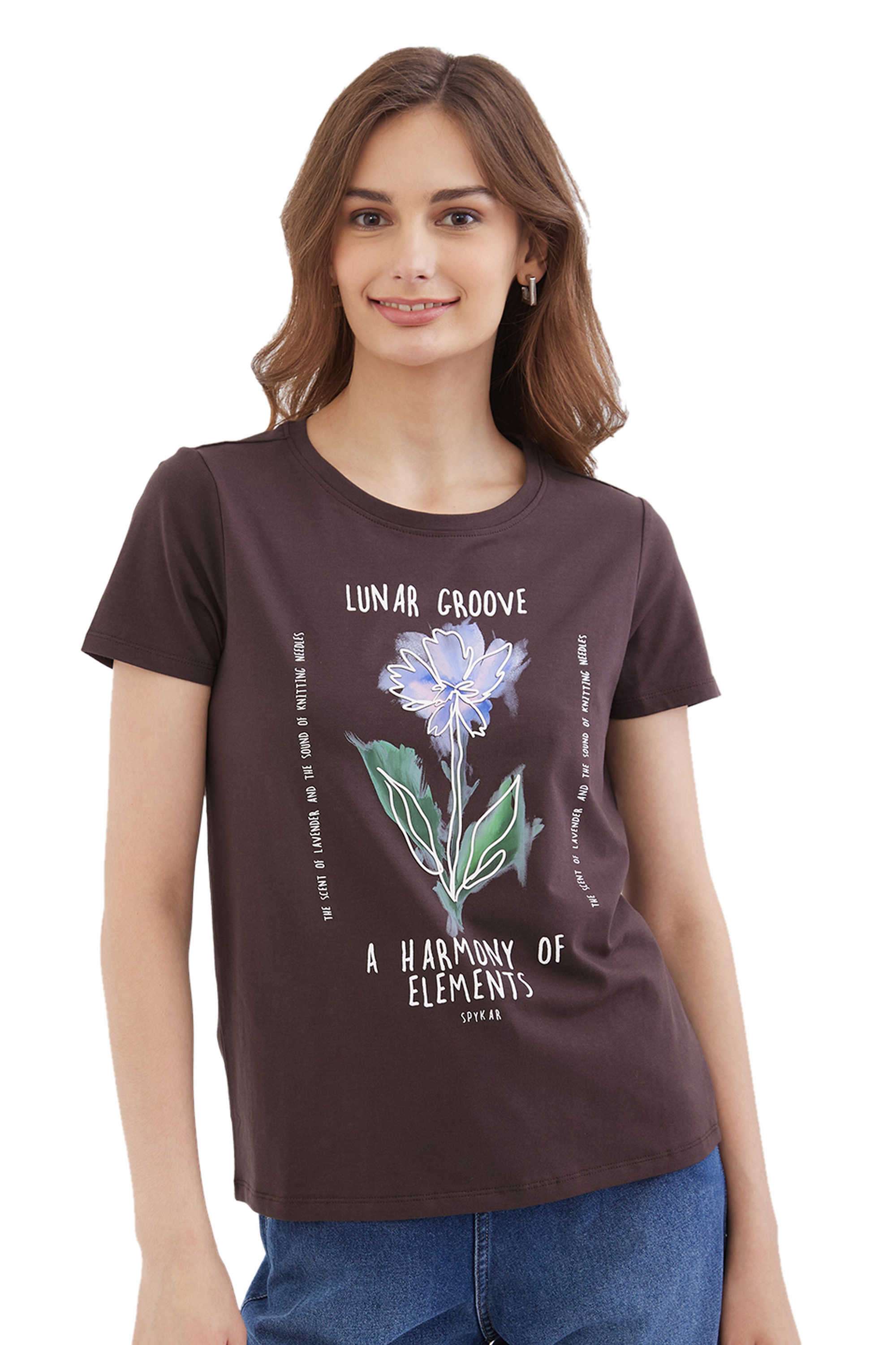 Solid-Blended-Fabric-Women-s-T-Shirt