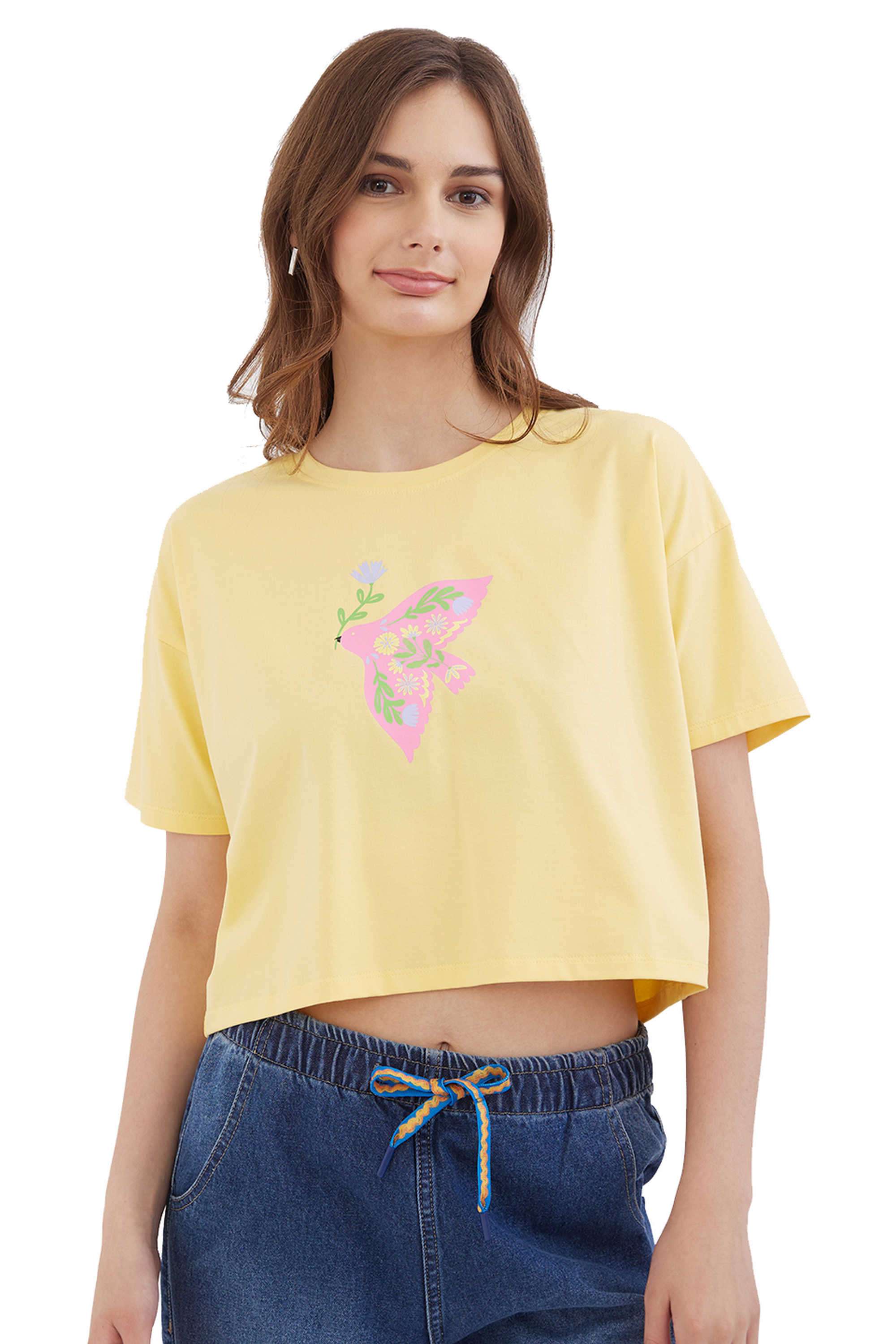 Solid-Blended-Fabric-Women-s-T-Shirt