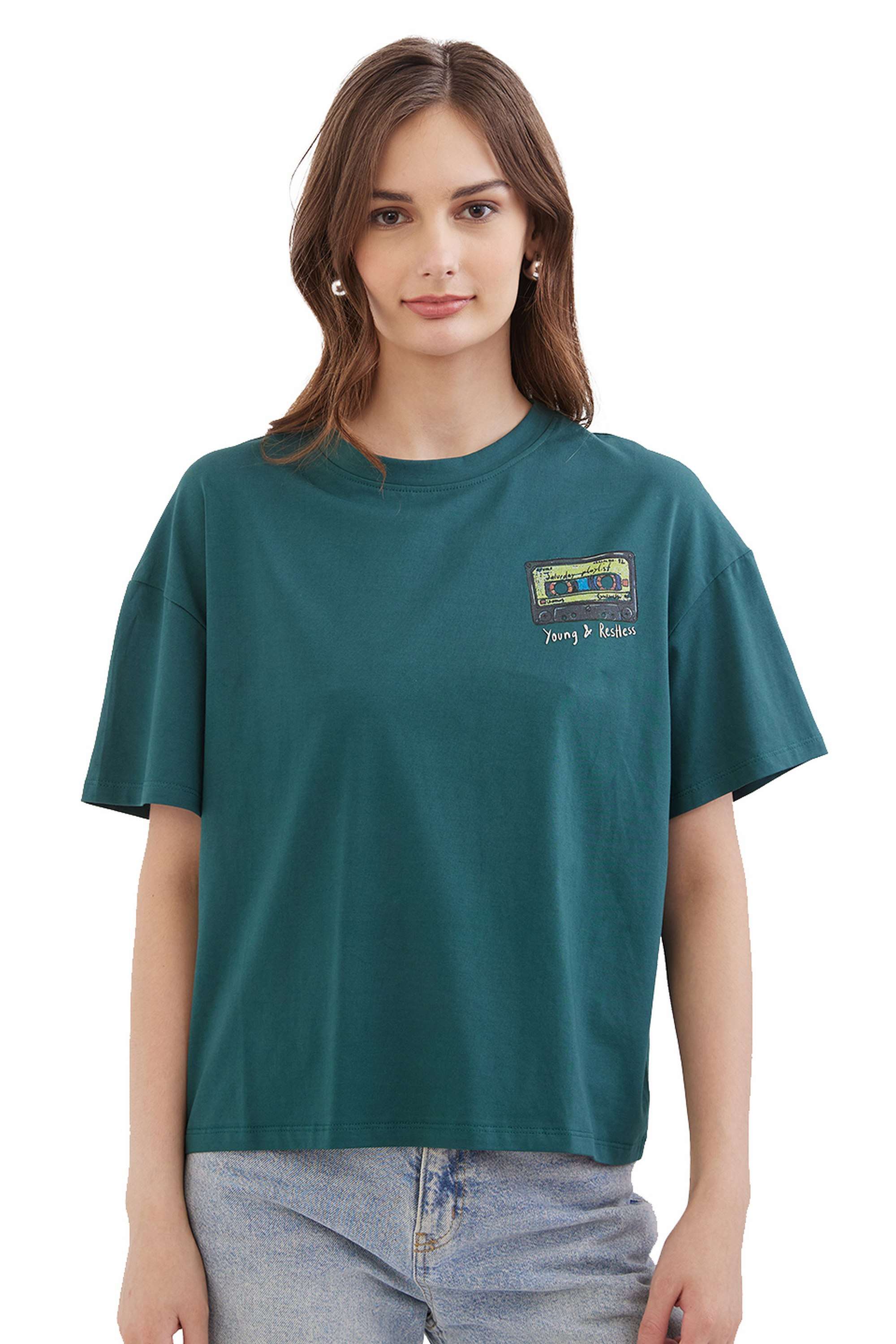 Solid-Cotton-Women-s-T-Shirt