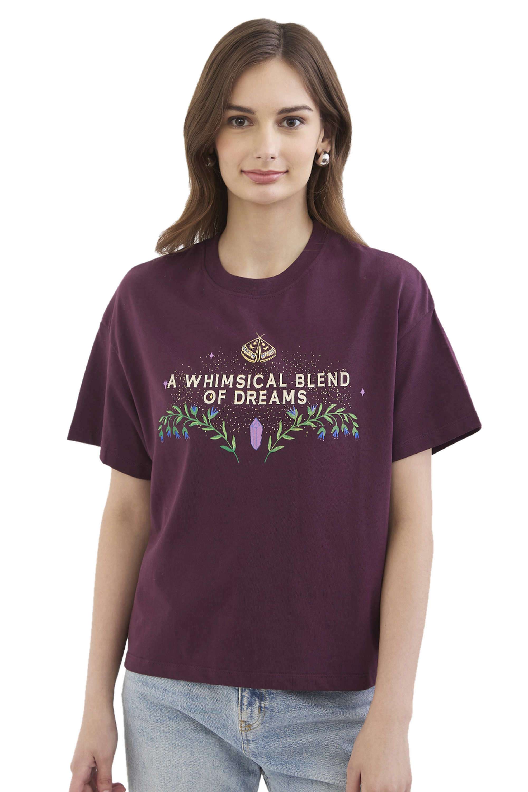 Solid-Round-Neck-Cotton-Women-Casual-Wear-T-Shirt