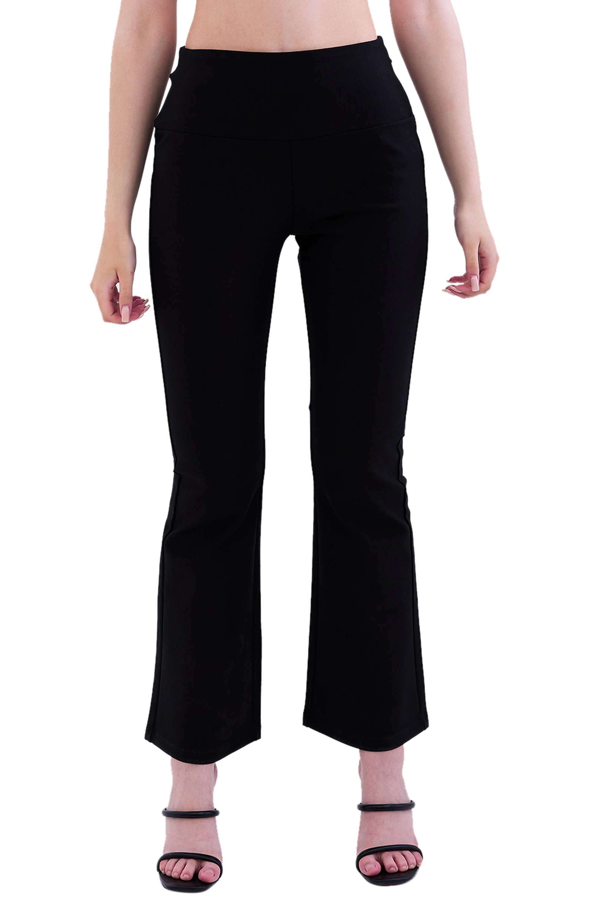 Solid-Bootcut-Fit-Polyester-Women-Casual-Wear-Track-Pants