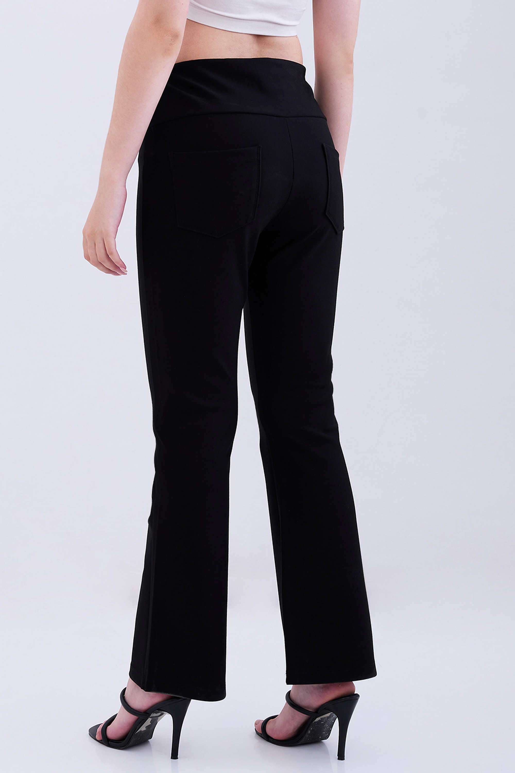 Solid-Bootcut-Fit-Polyester-Women-Casual-Wear-Track-Pants