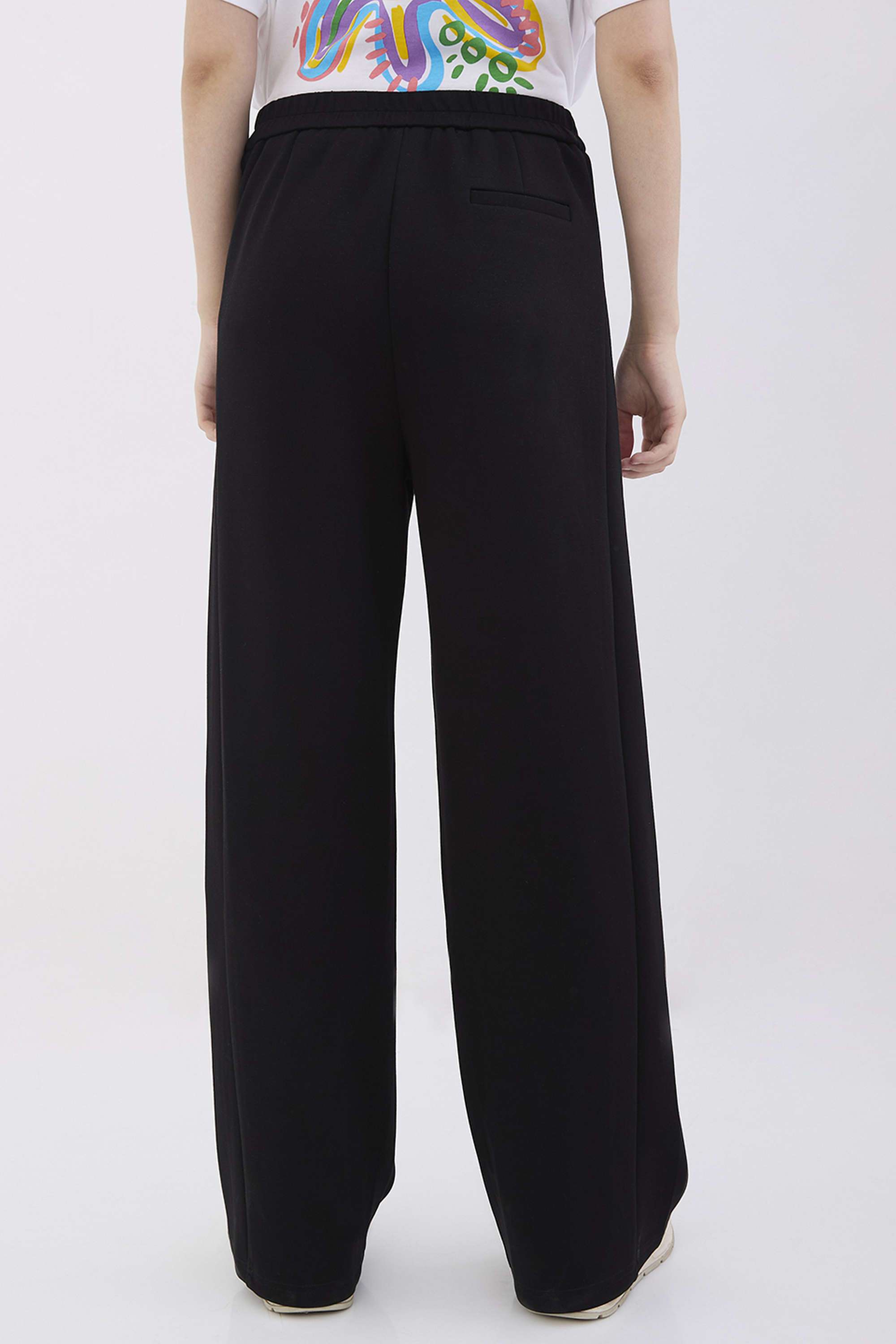 Solid-Wide-Leg-Fit-Blended-Fabric-Women-s-Casual-Wear-Track-Pants