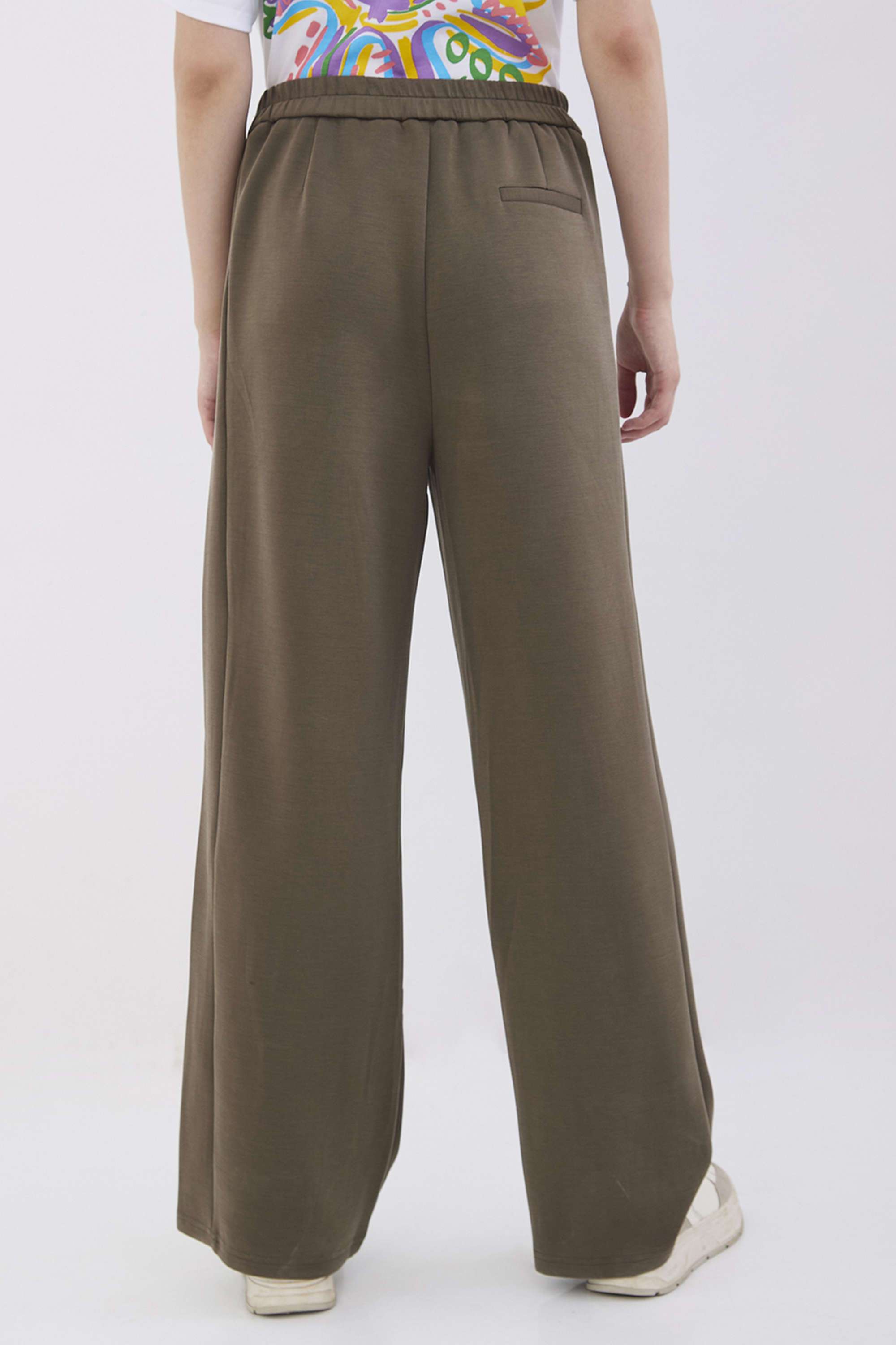 Solid-Wide-Leg-Fit-Blended-Fabric-Women-s-Casual-Wear-Track-Pants