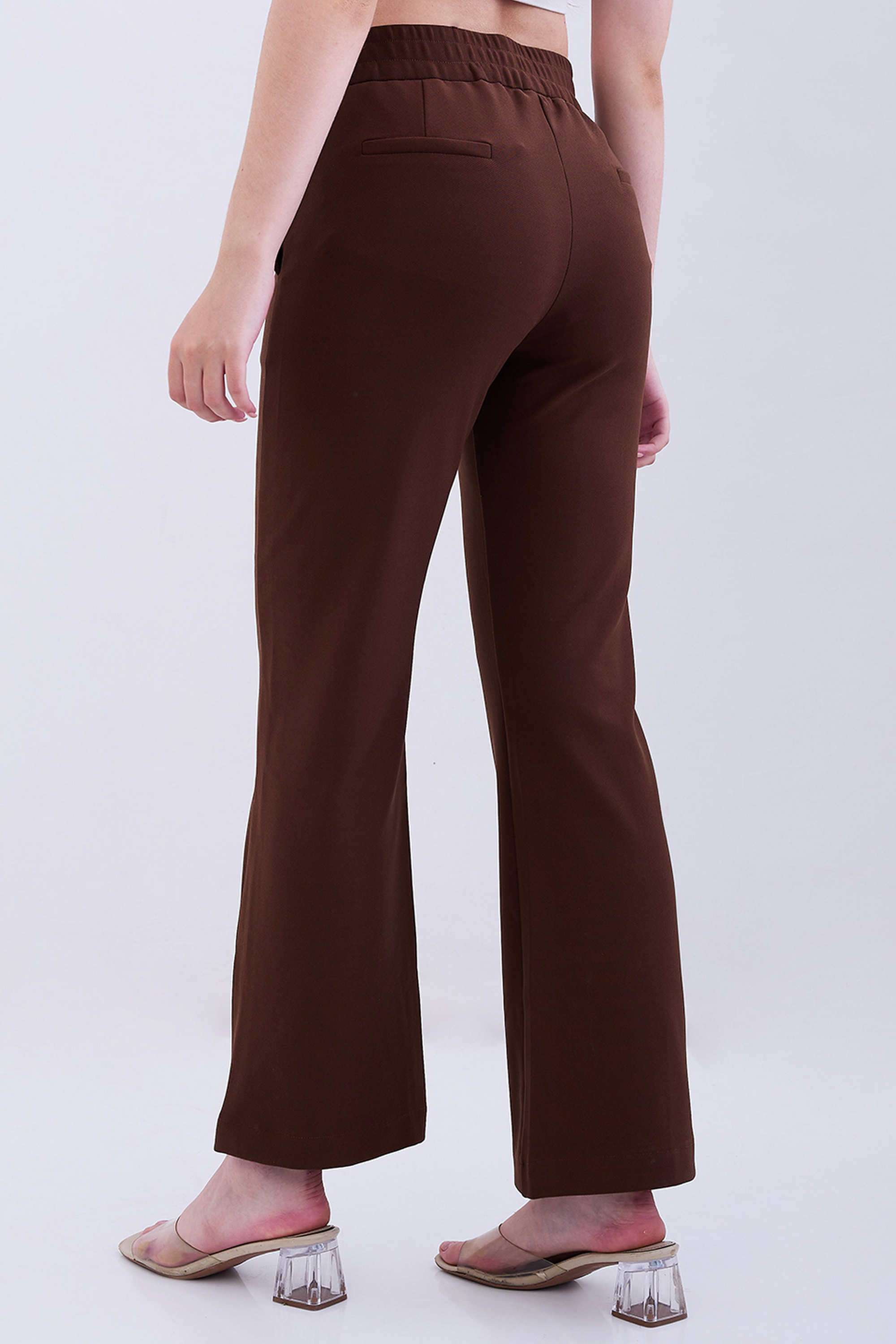 Solid-Bootcut-Fit-Polyester-Women-Casual-Wear-Track-Pants