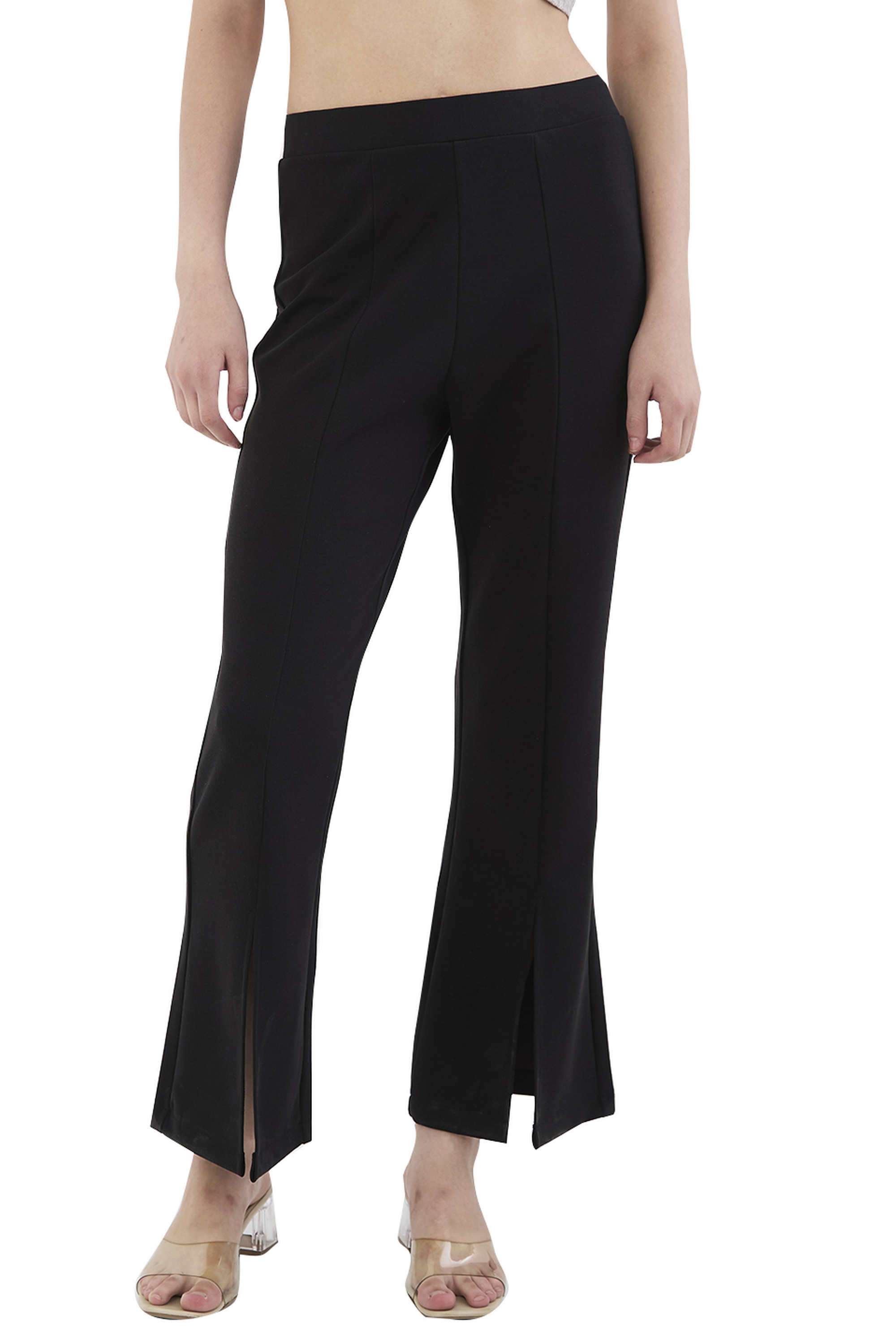 Solid-Bootcut-Fit-Blended-Fabric-Women-s-Casual-Wear-Track-Pants