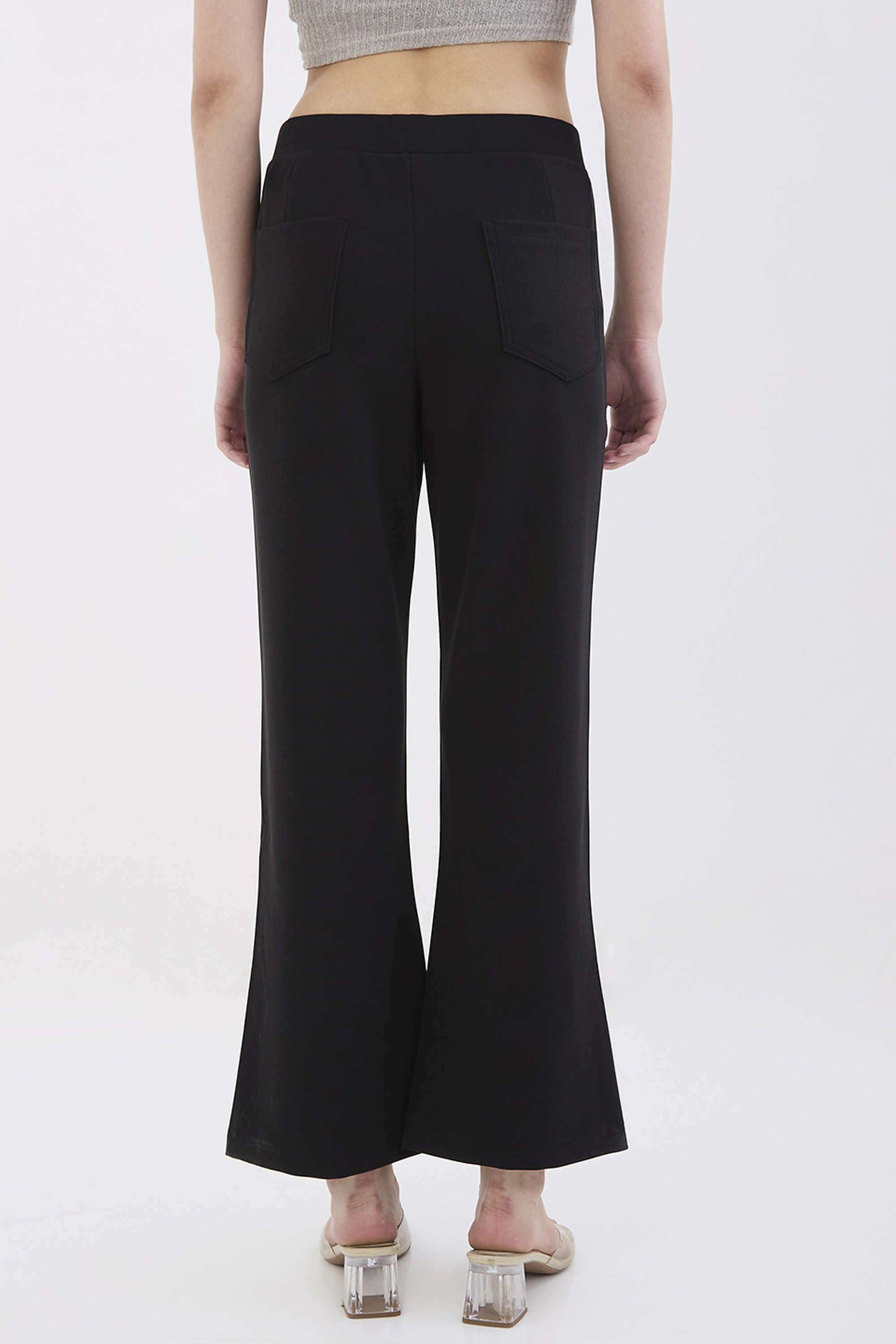 Solid-Bootcut-Fit-Blended-Fabric-Women-s-Casual-Wear-Track-Pants