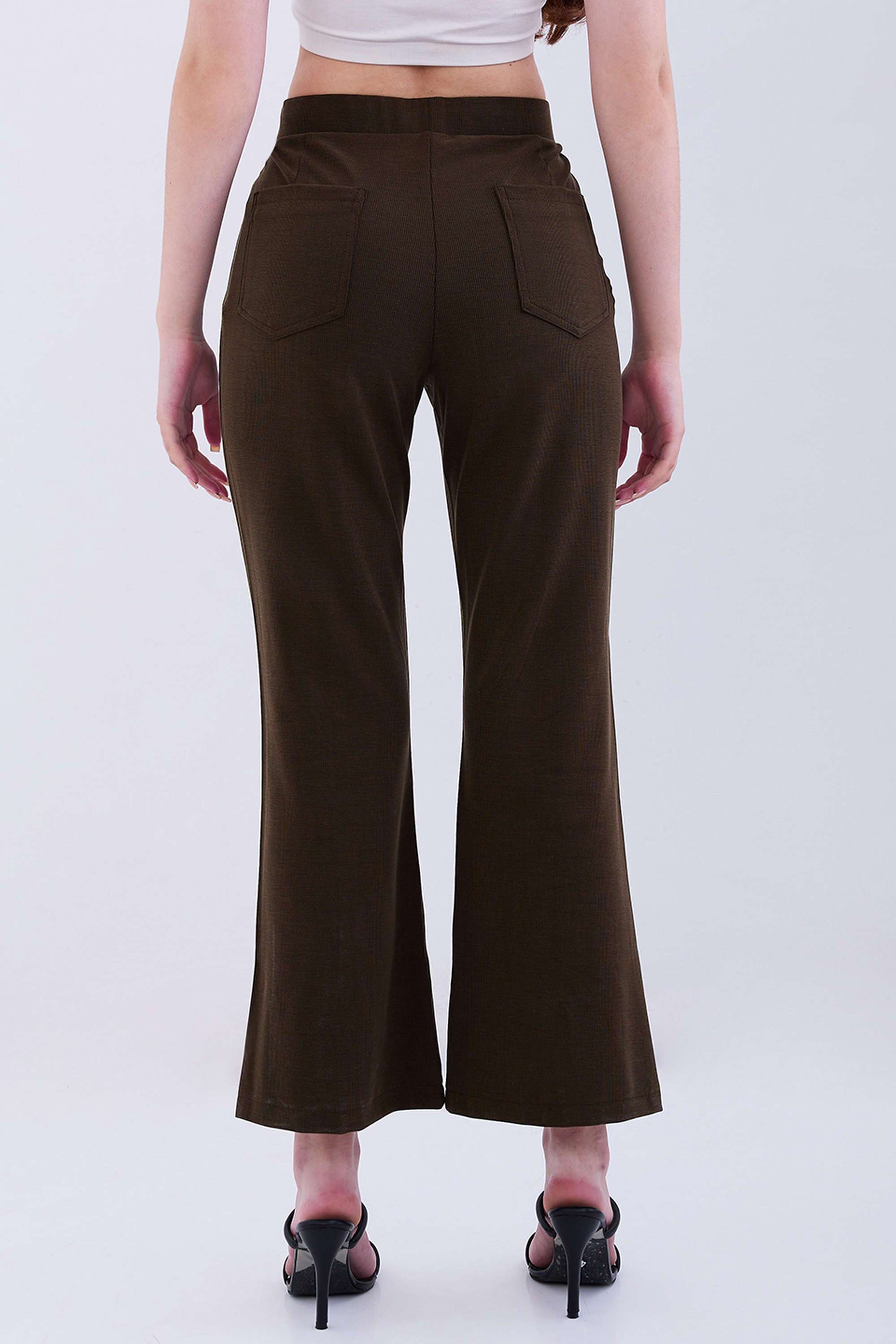 Solid-Bootcut-Fit-Blended-Fabric-Women-s-Casual-Wear-Track-Pants