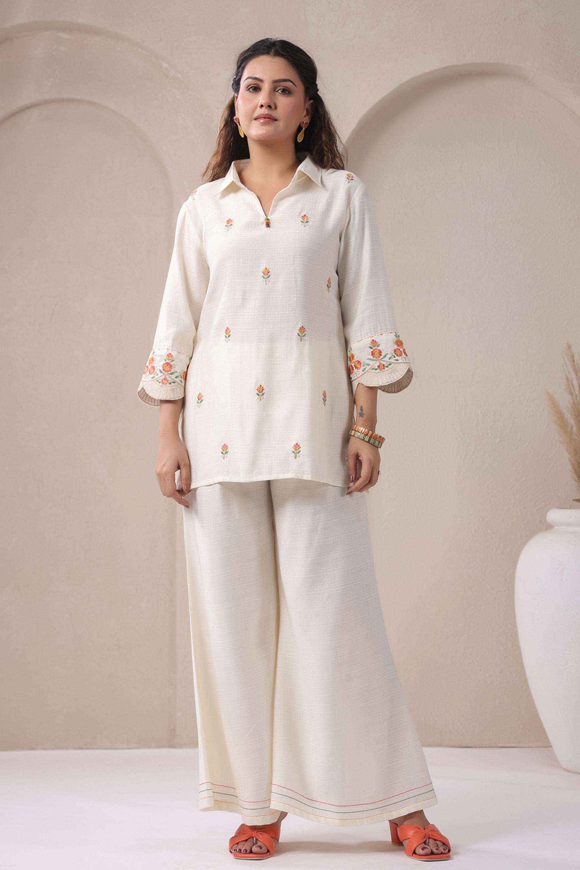 span Printed Viscose Collared Women's Festive Wear Co-Ord Set-picture-39