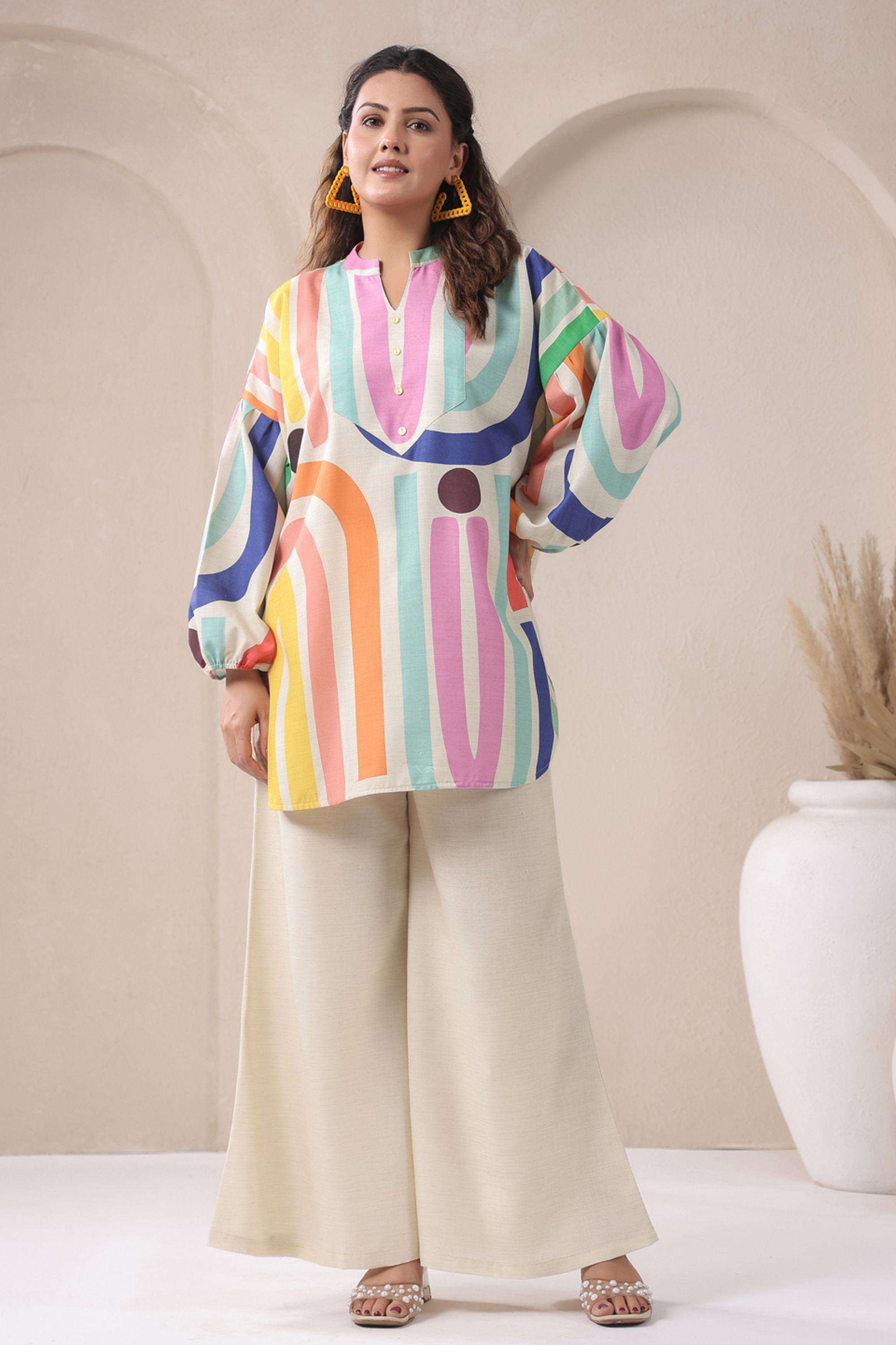 span Printed Viscose V-Neck Women's Festive Wear Co-Ord Set-picture-16