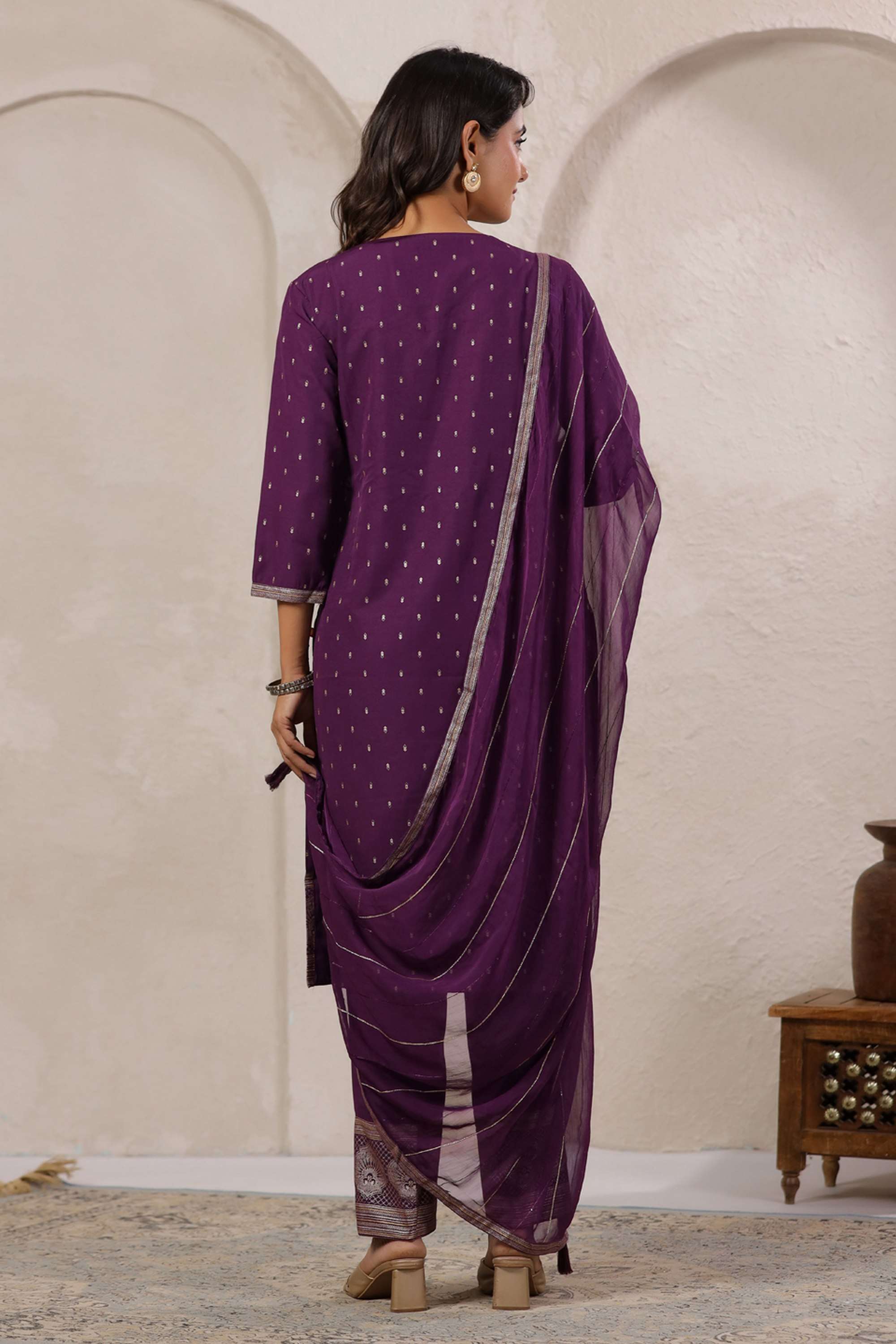 Printed-Rayon-Round-Neck-Women-s-Kurta-Set-With-Dupatta