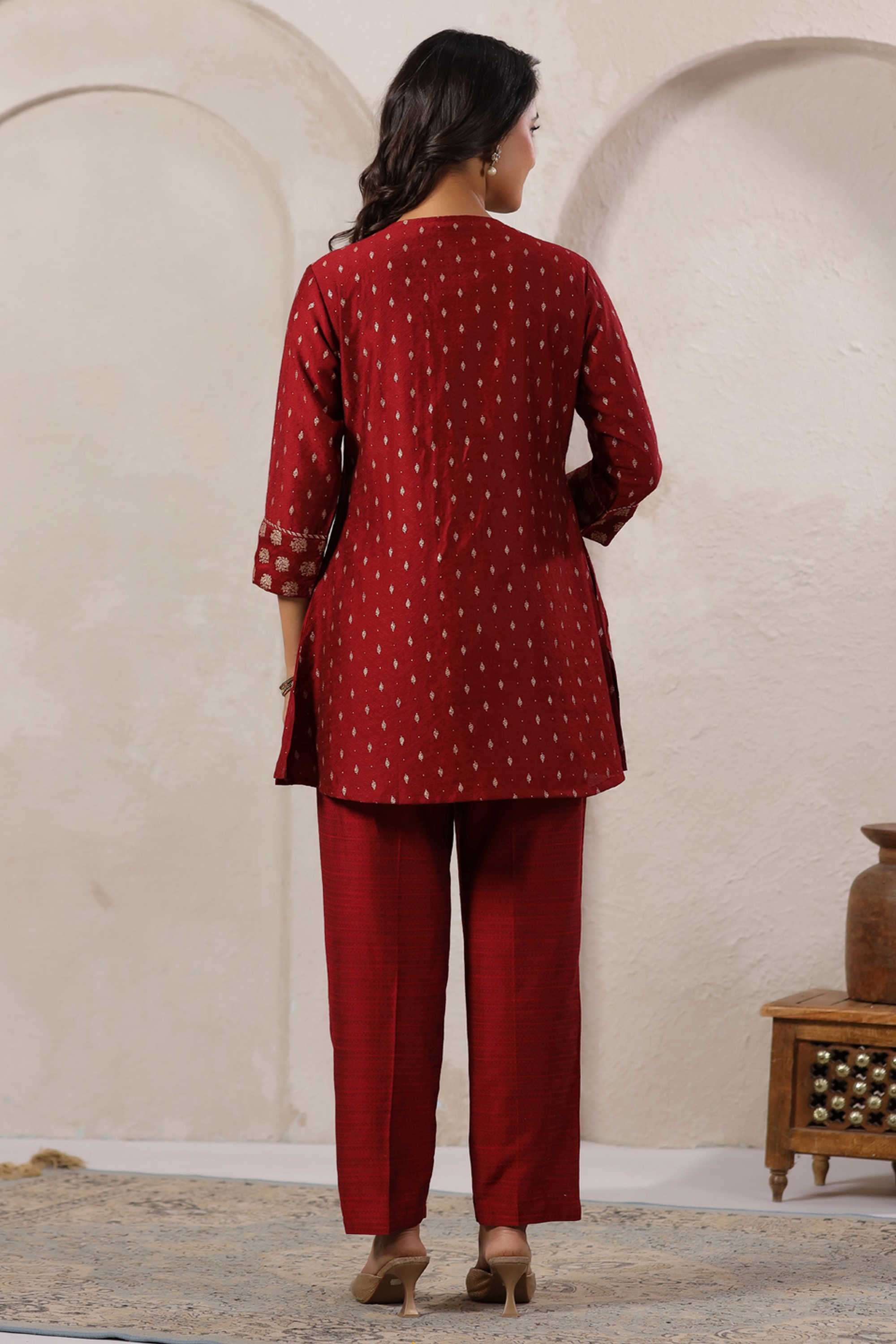 Printed-Viscose-V-Neck-Women-s-Casual-Wear-Kurta