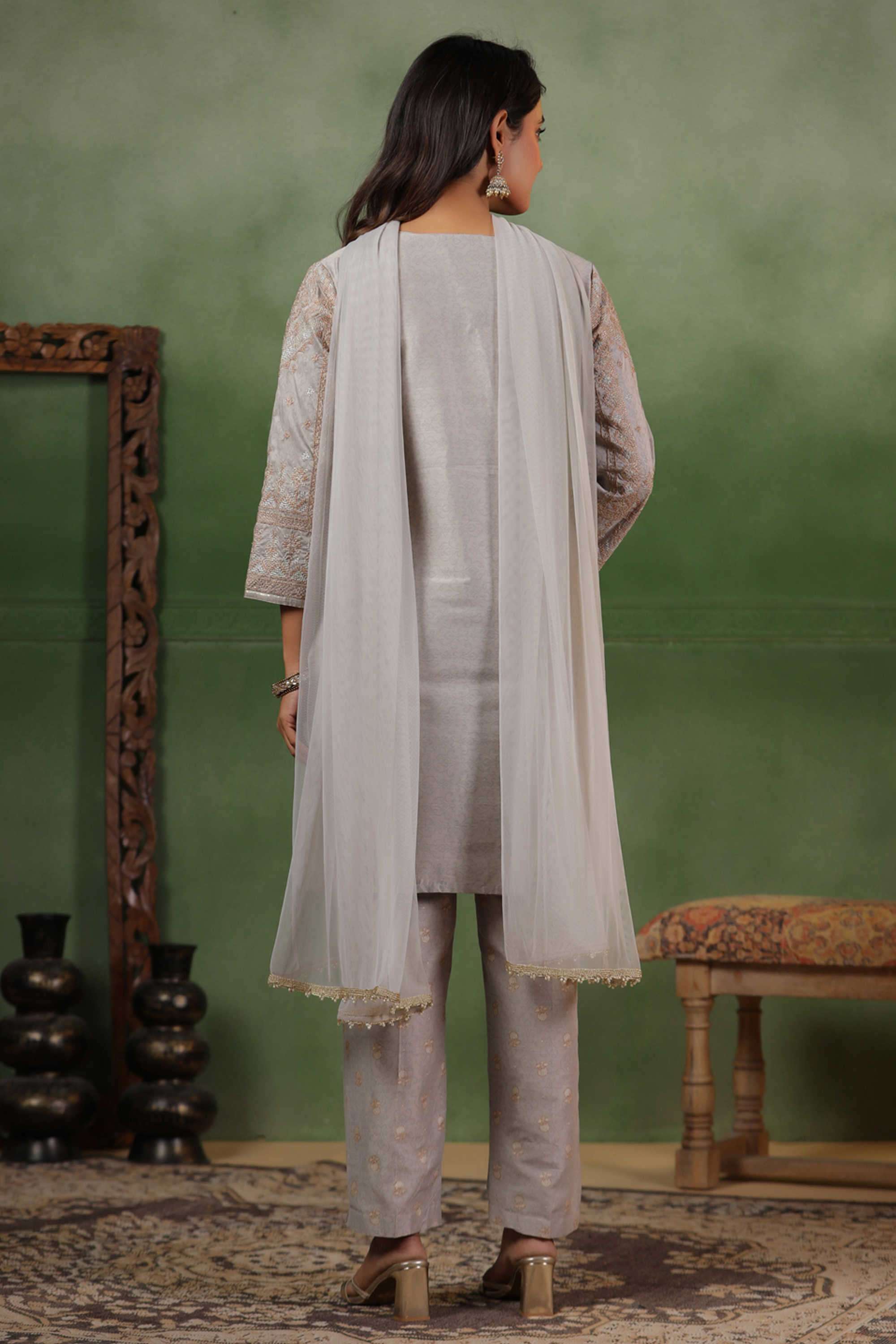 Printed-Silk-Round-Neck-Women-s-Festive-Wear-Kurta-Set